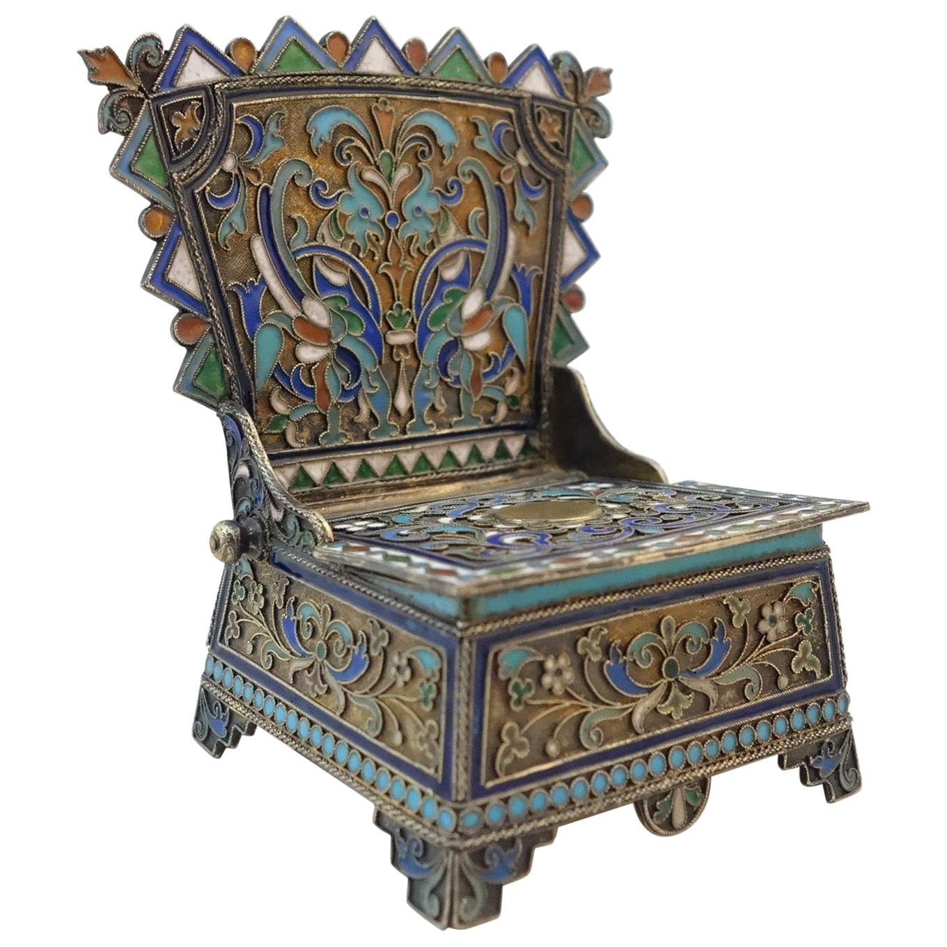 Russian Silver Enamel Salt Throne Moscow, circa 1888