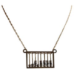 Russian Silver Gilt Abacus Pendant, circa 1890