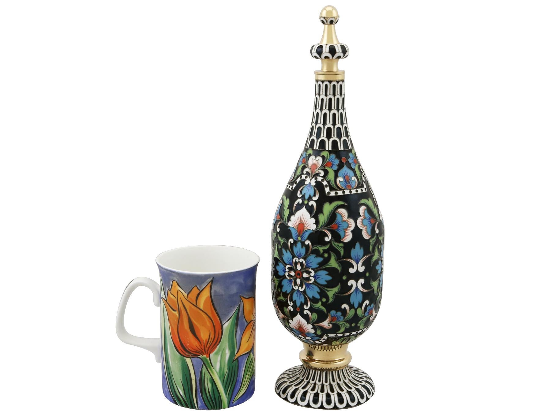 Russian Silver Gilt and Enamel Vodka Decanter and Goblet Set 4