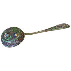 Russian Silver-Gilt & Cloissone Enamel Sifter Spoon 11th Artel Moscow, 1908-1917