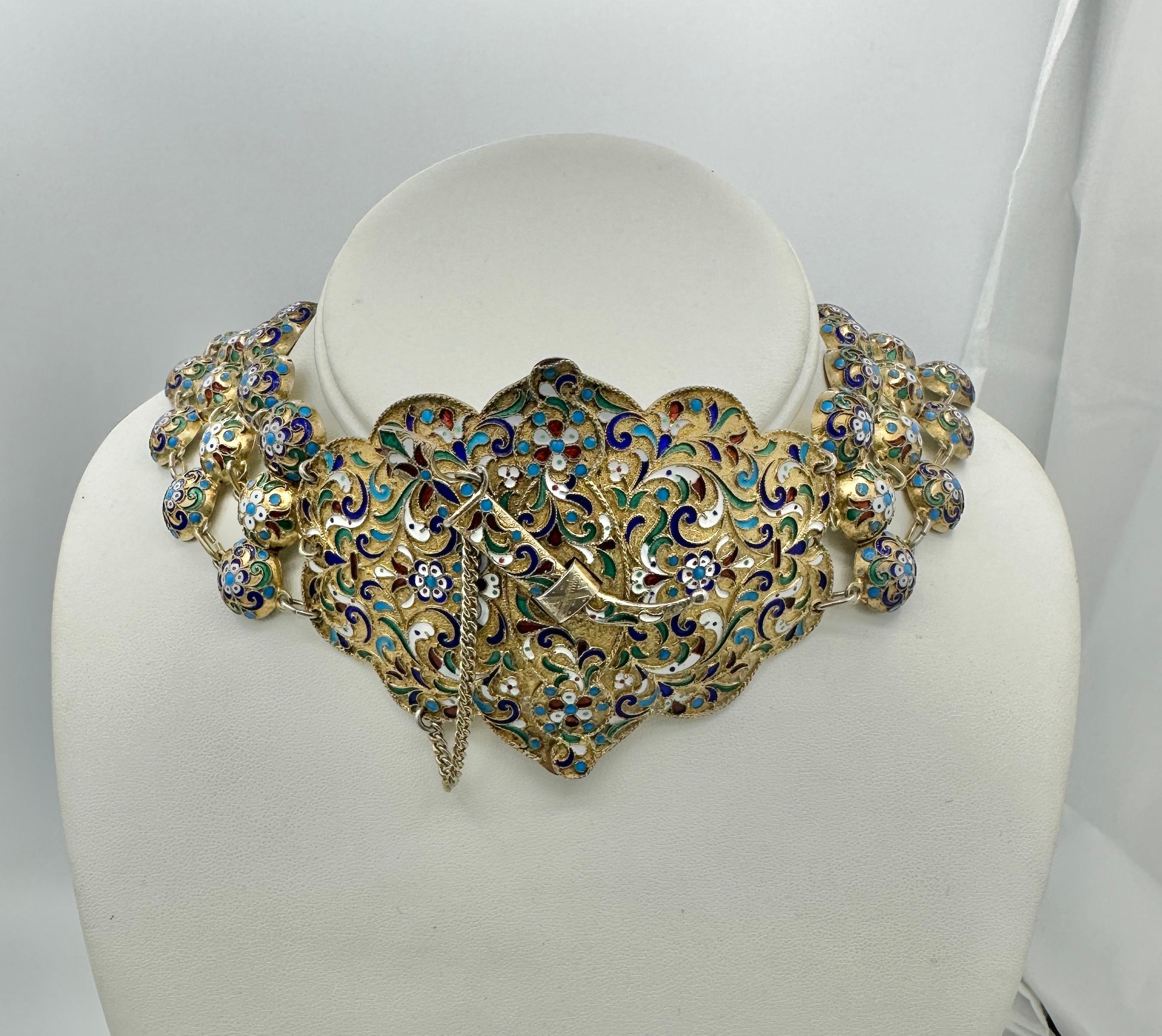 da uomo o donna Cintura o collana russa in argento dorato e smalto San Pietroburgo 1908-1917 V.I.I. Victorov in vendita