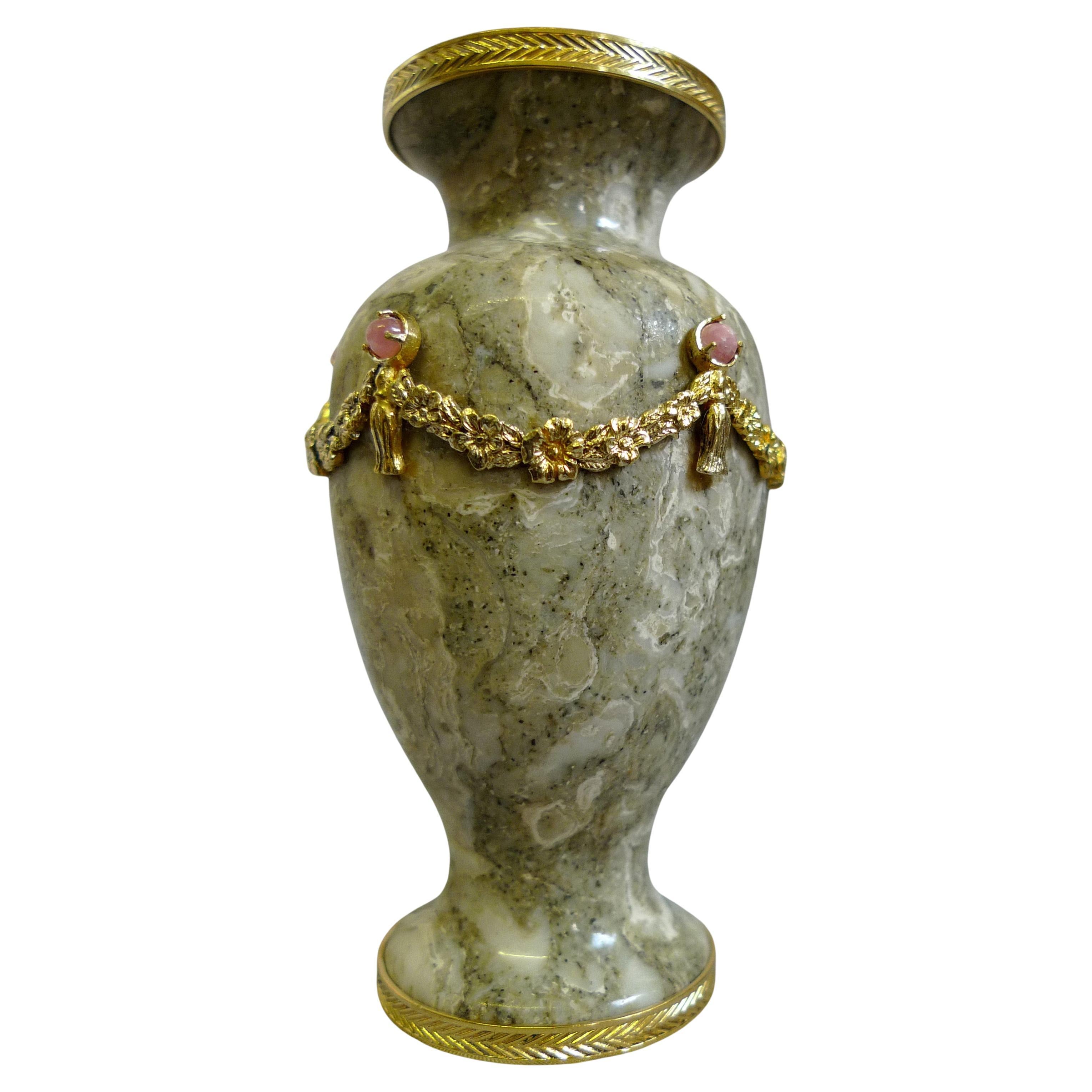 Russian, silver gilt mounted agate urn