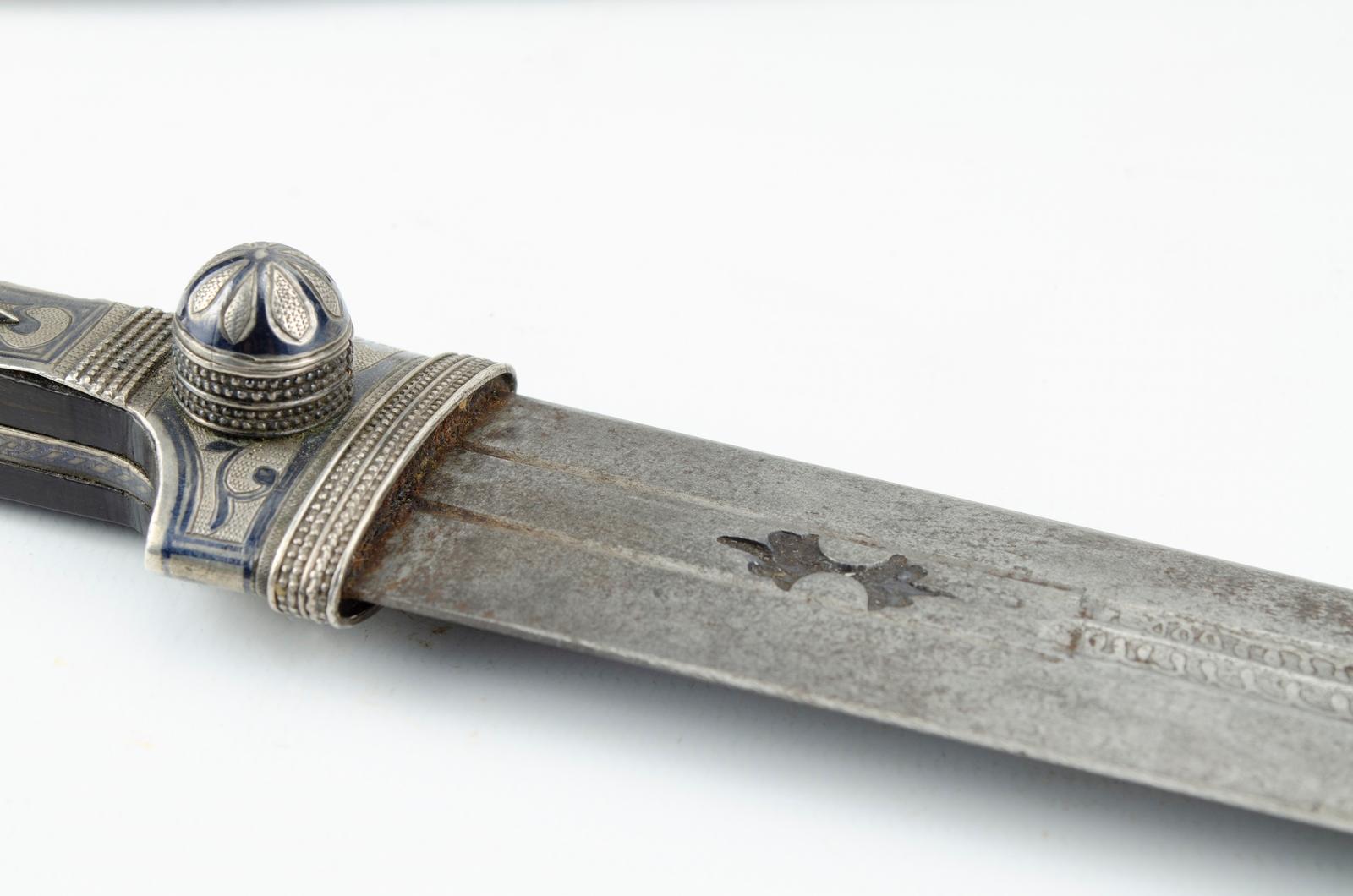 Enameled Russian Silver Kindjal Dagger