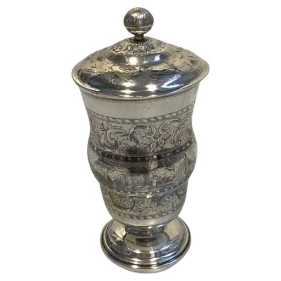 Russian Silver Lidded Goblet For Sale