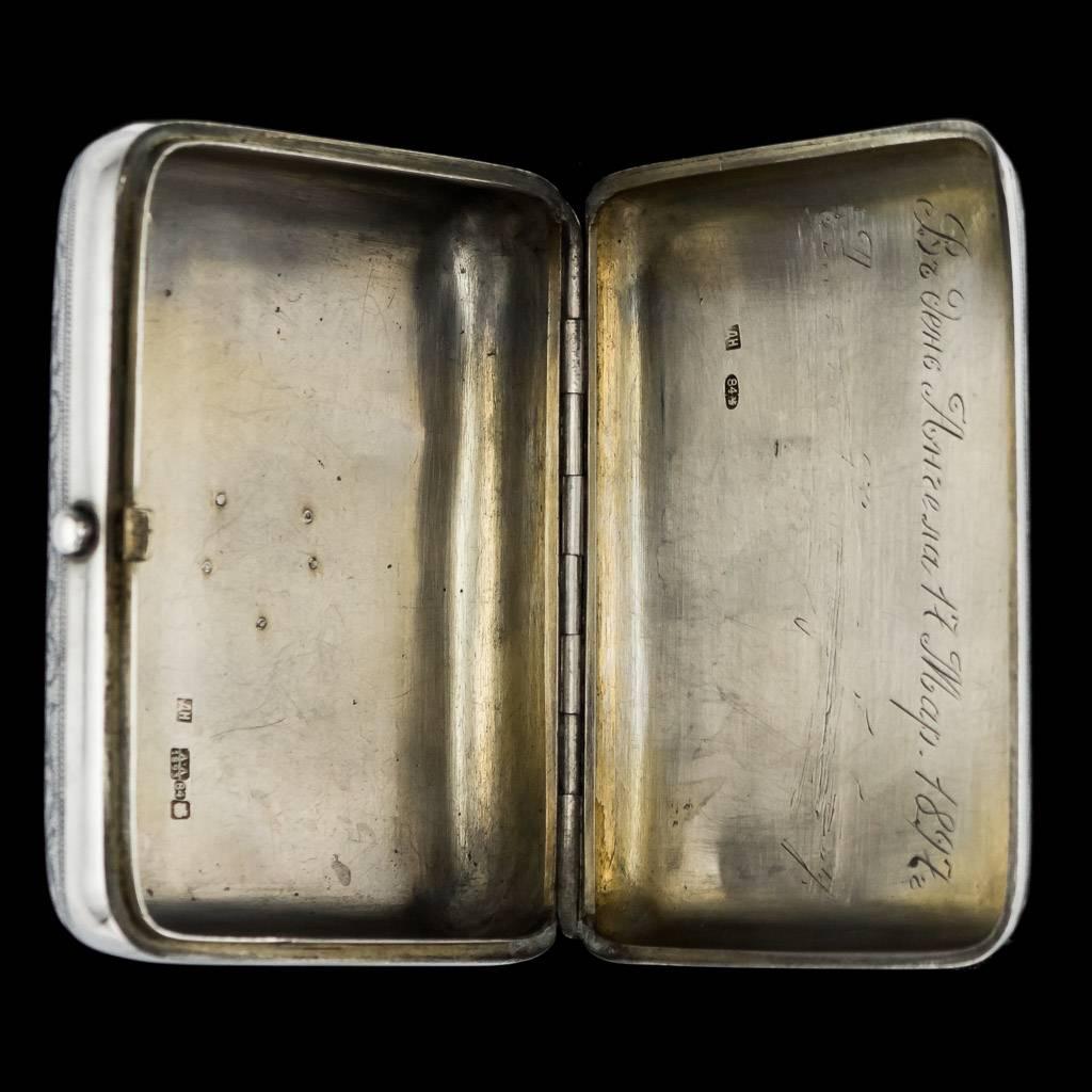Late 19th Century Russian Silver & Niello Pushkin Cigarette Case, circa 1893