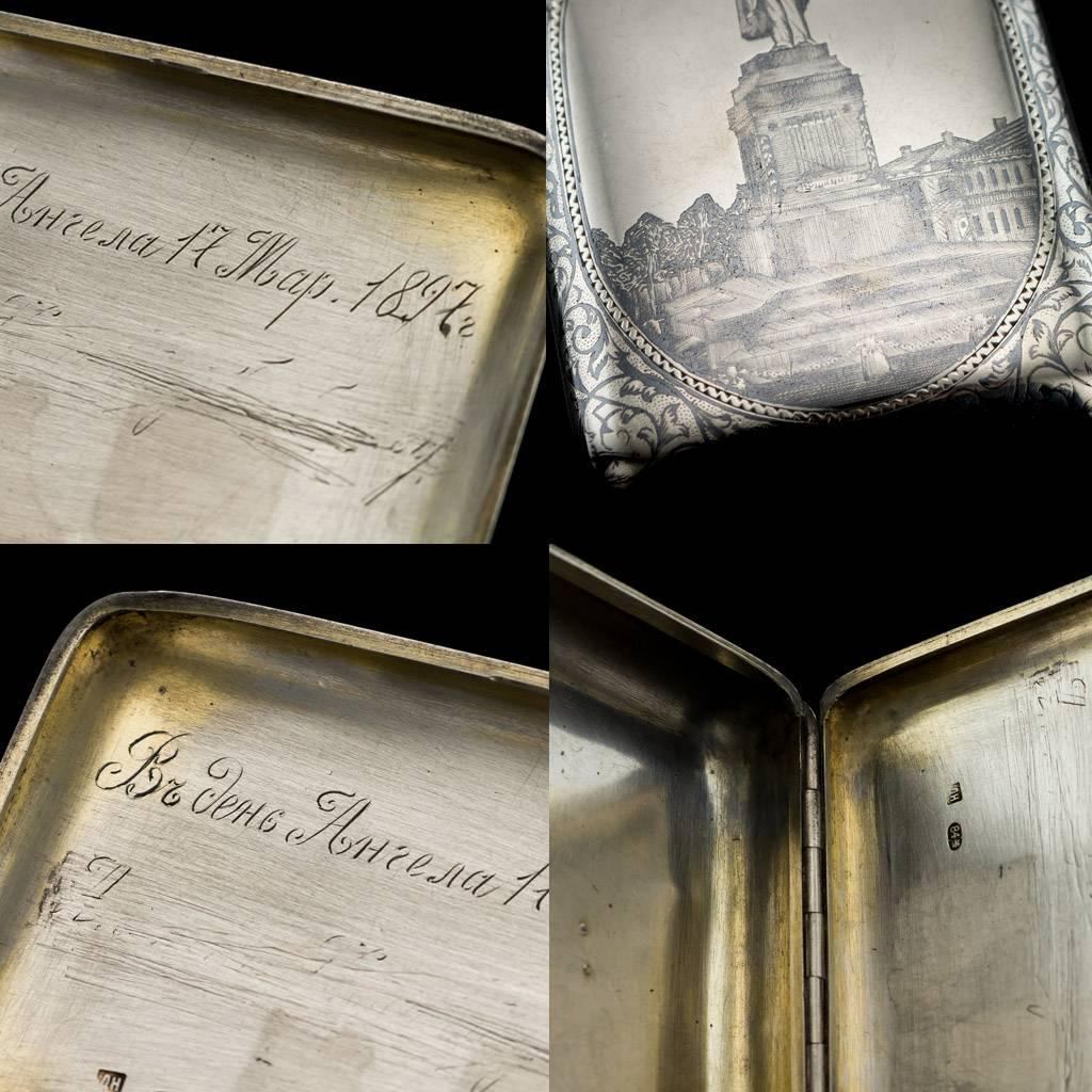 Russian Silver & Niello Pushkin Cigarette Case, circa 1893 5