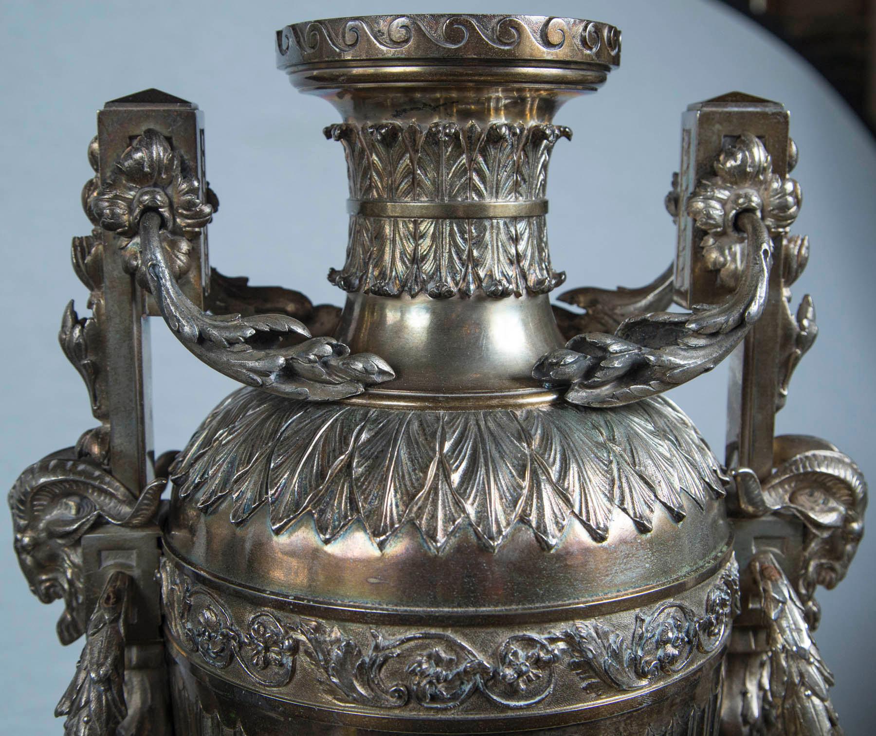 silver plated urn
