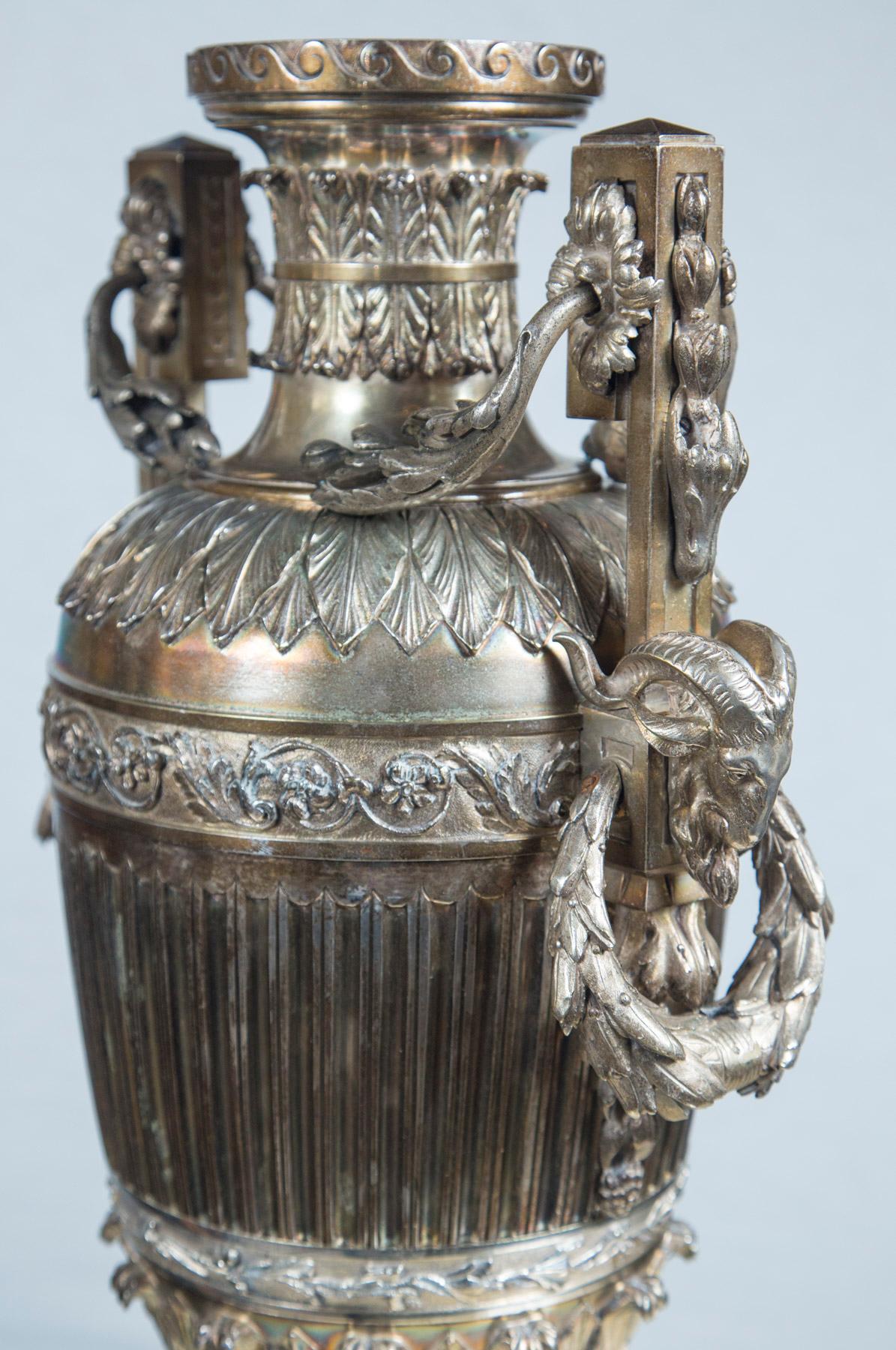 Baltic Probably Russian Silver Plated Bronze Urn For Sale