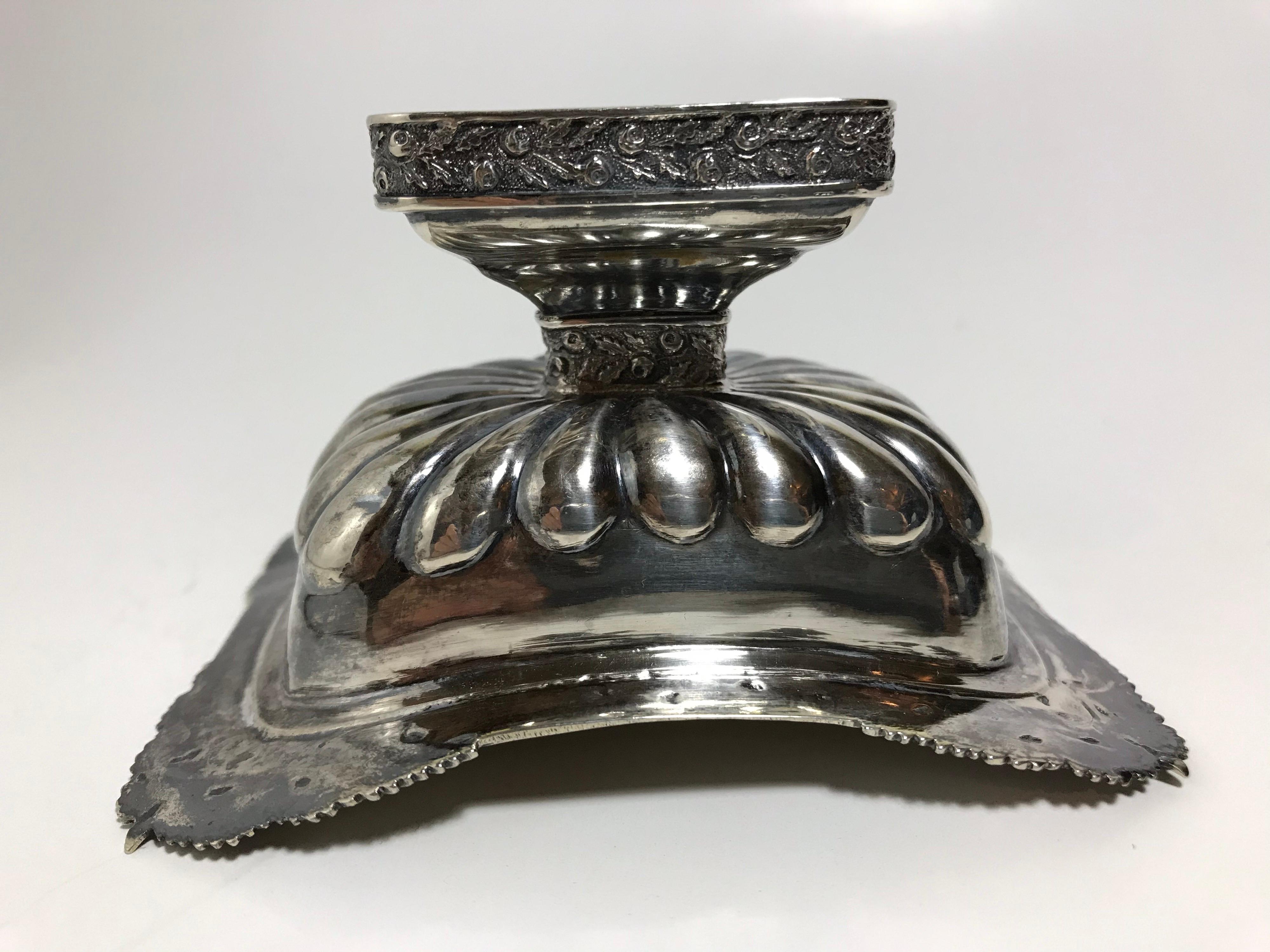 Russian Silver Nicholas I Salt Cellar, St. Petersburg, 1840s In Fair Condition In St. Catharines, ON