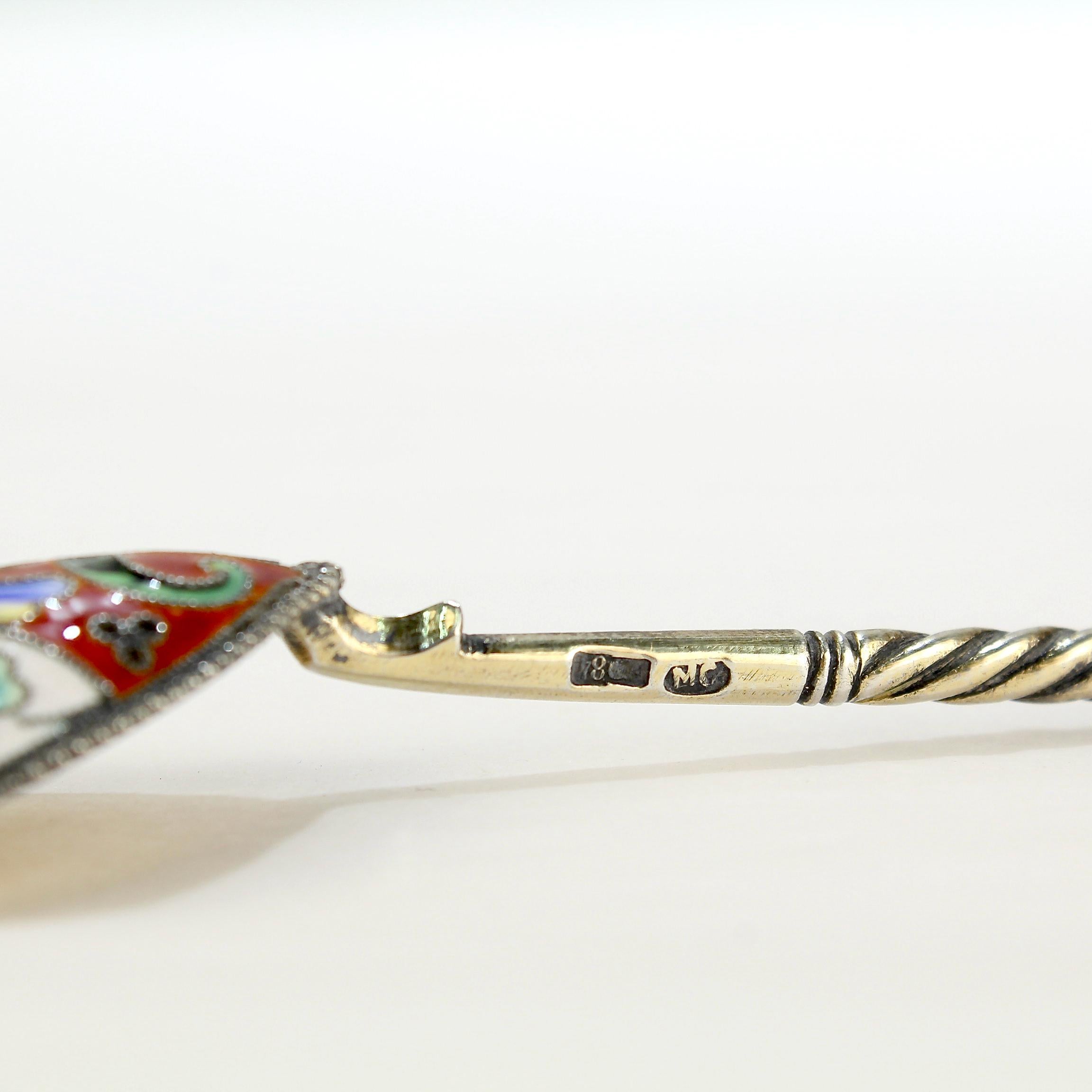 Russian Silver & Shaded Cloisonne Enamel Tea / Kvosh Spoon by Maria Soko         For Sale 1