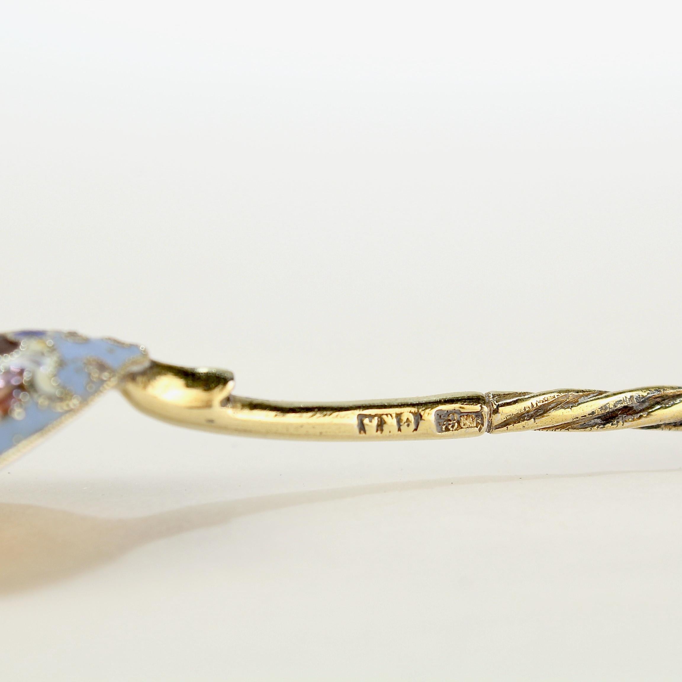 Russian Silver & Shaded Cloisonne Enamel Tea or Kvosh Spoon In Good Condition For Sale In Philadelphia, PA