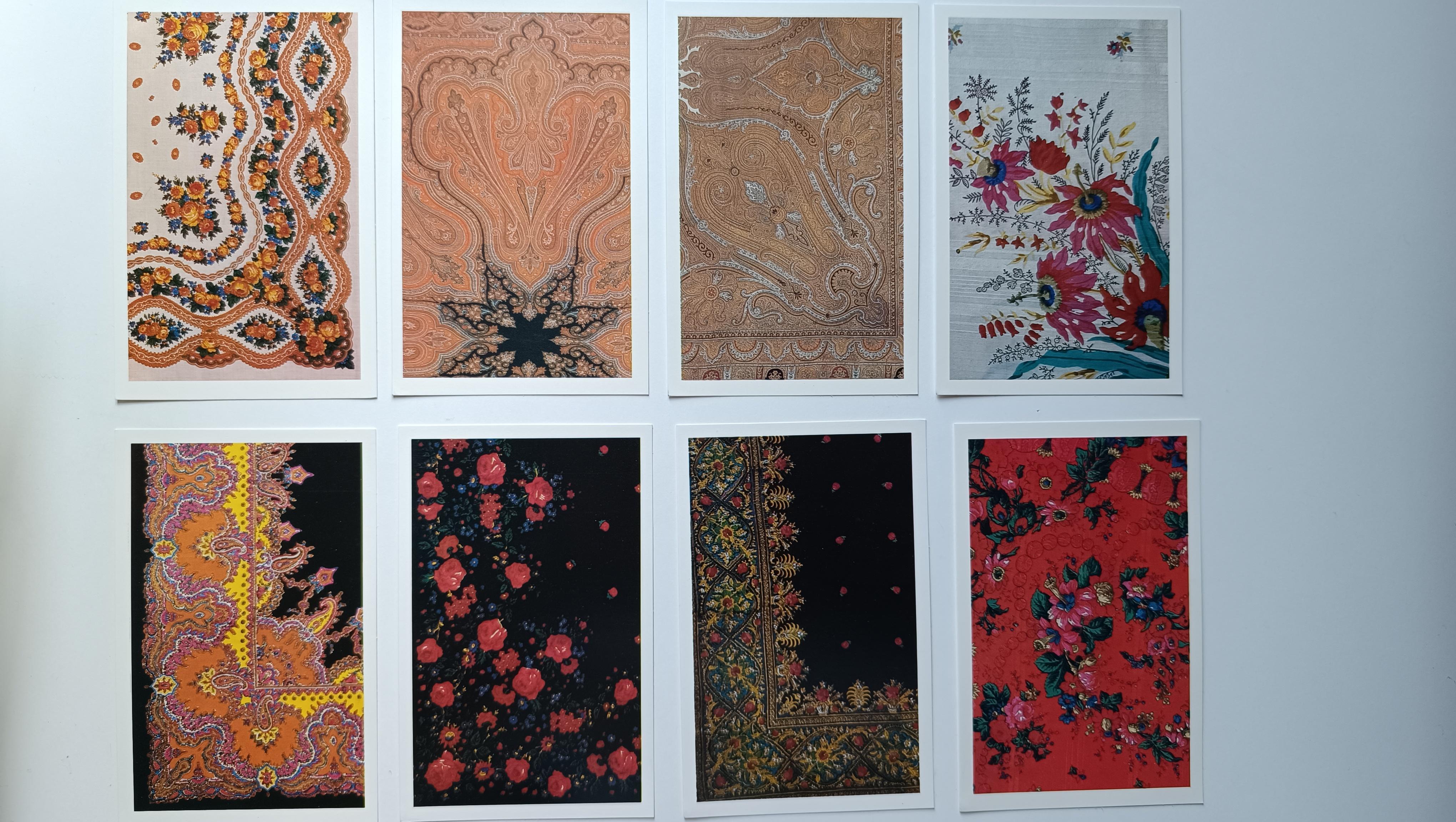 Tarjetas postales de recuerdo rusas Mantones rusos conjunto de 19 unid. 1987 20000 ejemplares. Negro en venta