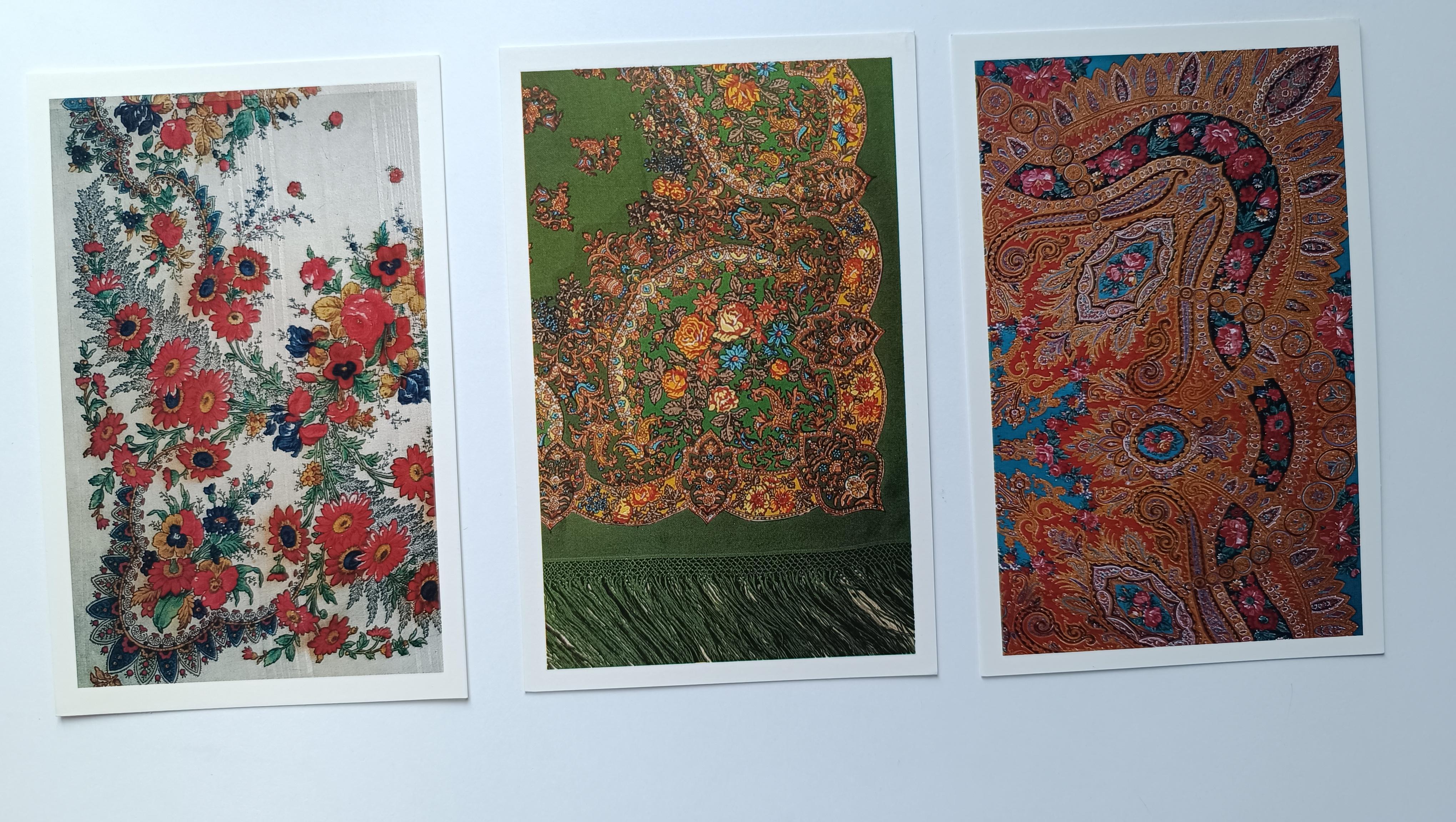 Tarjetas postales de recuerdo rusas Mantones rusos conjunto de 19 unid. 1987 20000 ejemplares. en Bueno estado para la venta en Алматинский Почтамт, KZ
