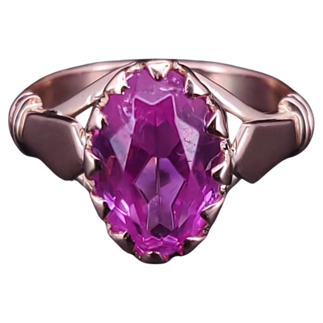 Russian Soviet Ring in 14K Rose Gold For Sale