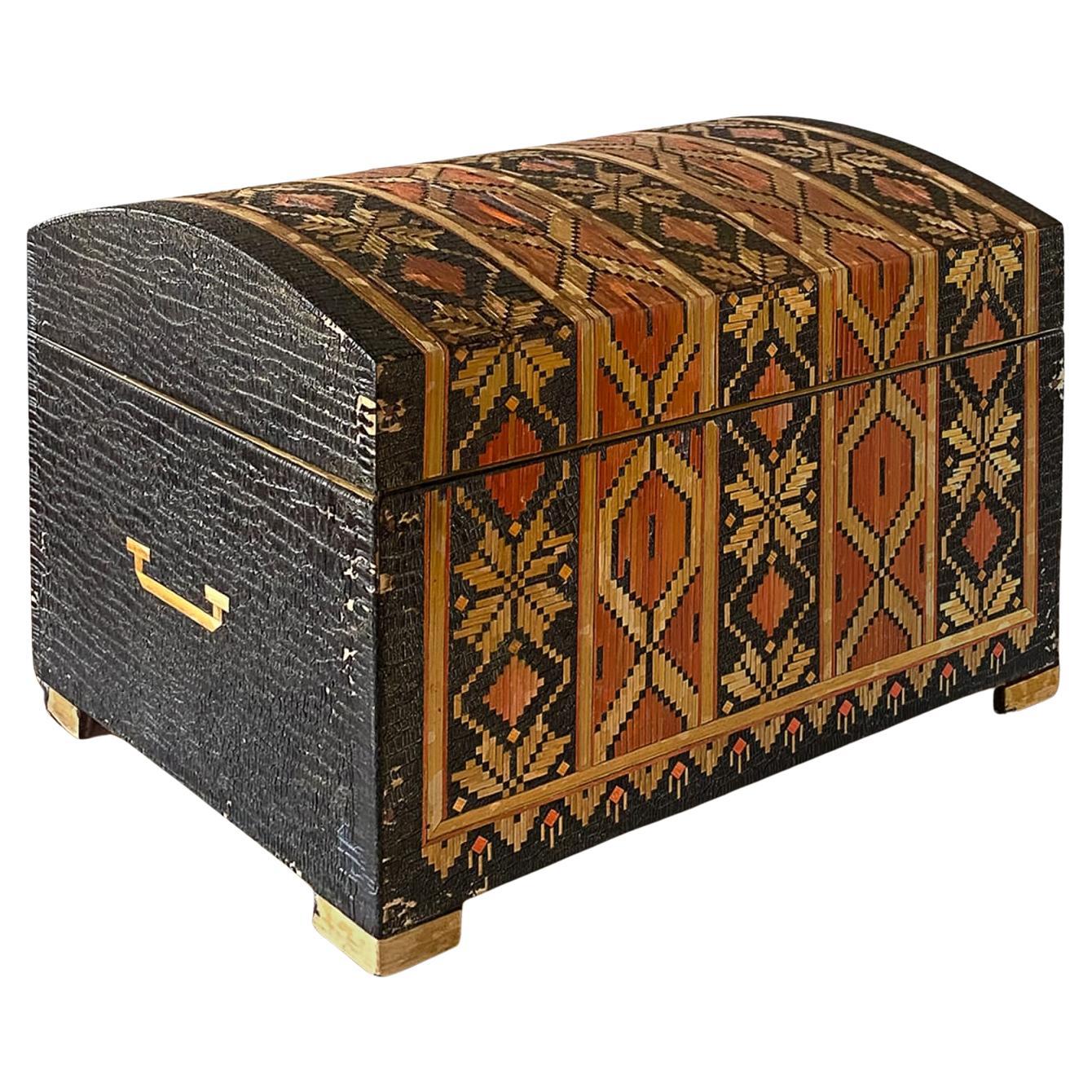 Russian Straw Marquetry Box For Sale