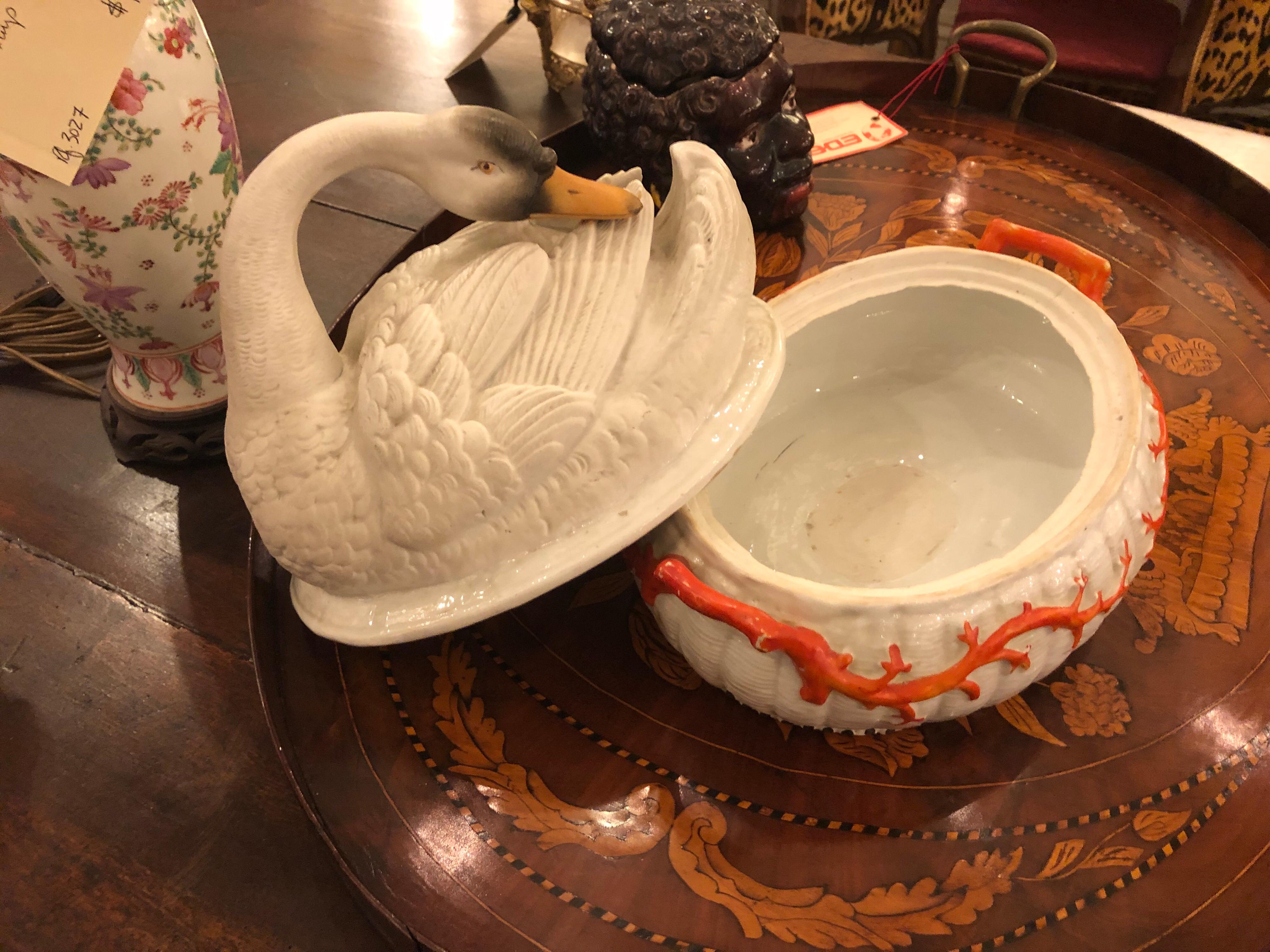 Porcelain Russian Swan Soup Tureen
