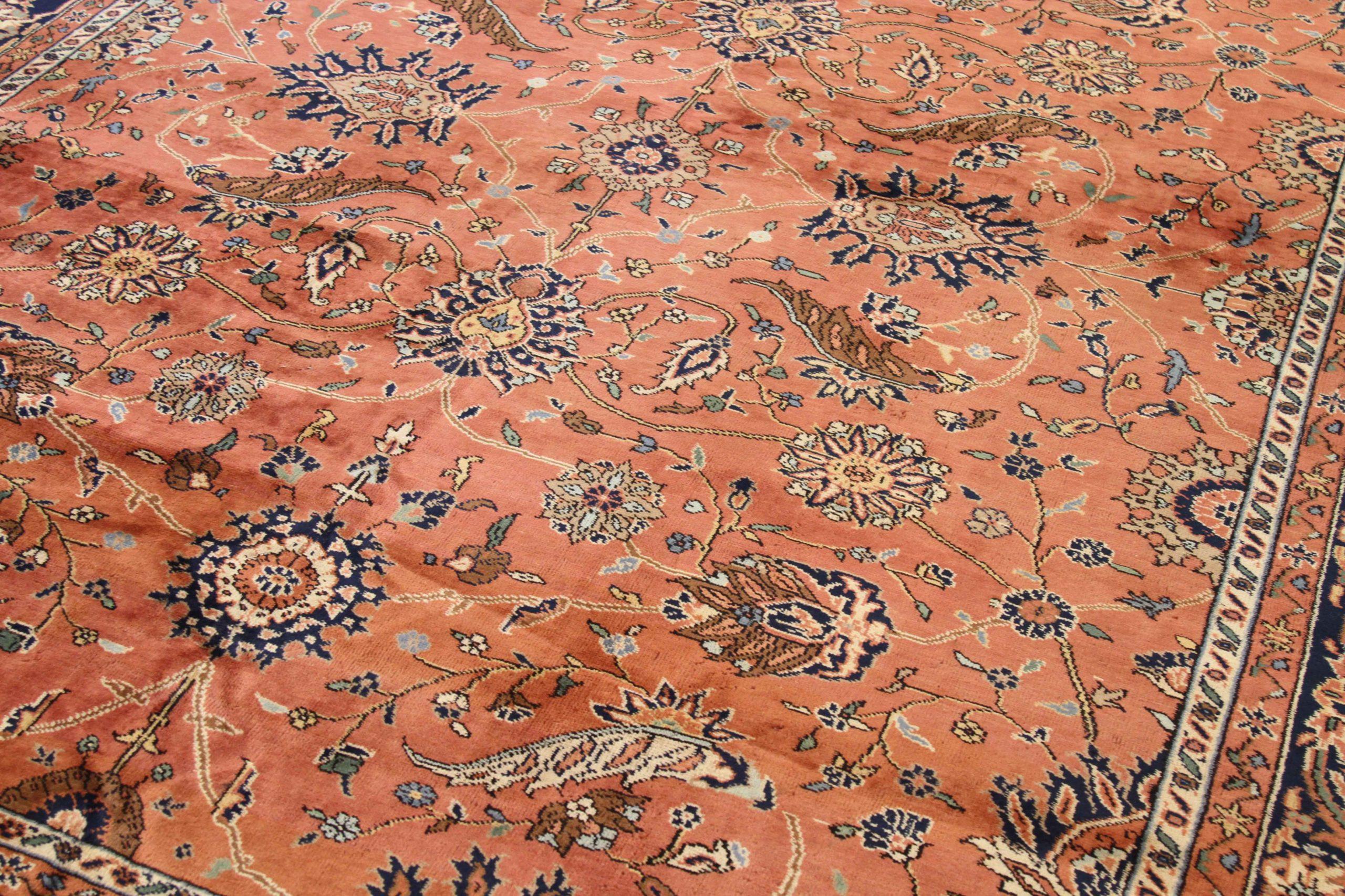 Russo Tappeti russi Tabriz Circa 1910 - Lana Avorio Blu Navy Rosa 72112 in vendita