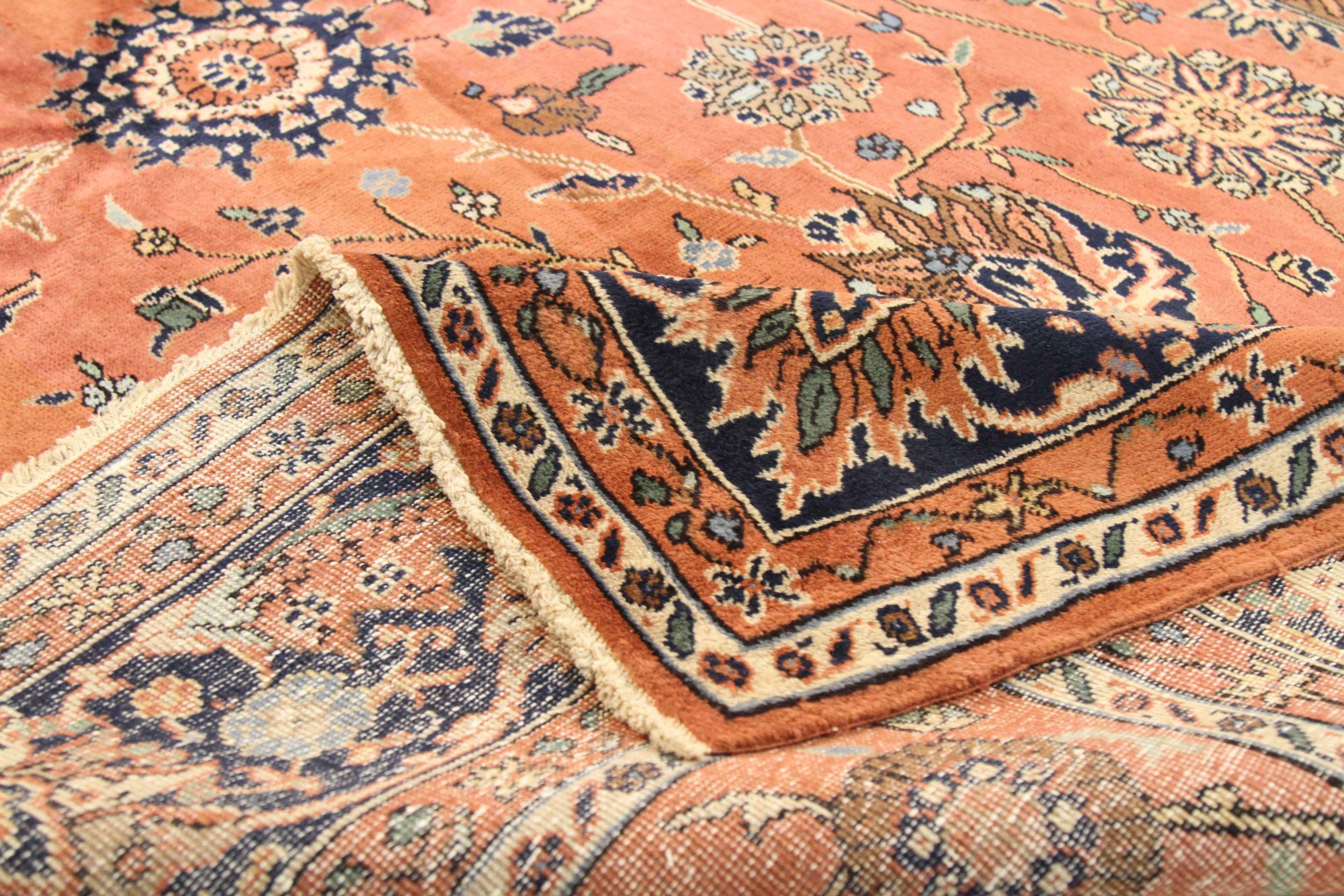 Tappeti russi Tabriz Circa 1910 - Lana Avorio Blu Navy Rosa 72112 In condizioni ottime in vendita a Dallas, TX