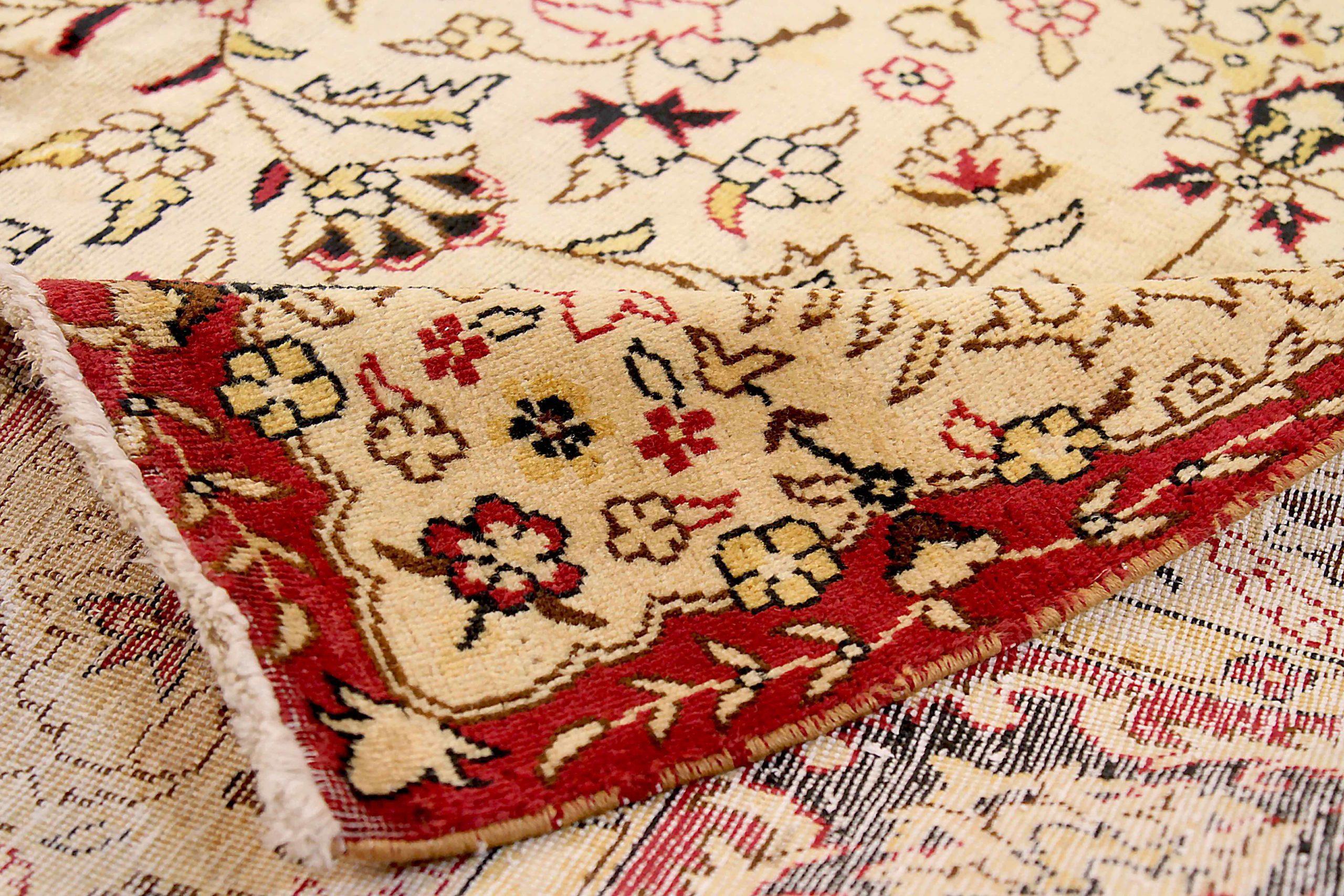 Tappeti russi Tabriz Circa 1910 - Lana Avorio Rosso Giallo 71844 In condizioni ottime in vendita a Dallas, TX