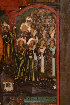 Russian Tempera Icon of the Protection 19th century Intercession of Theotokos