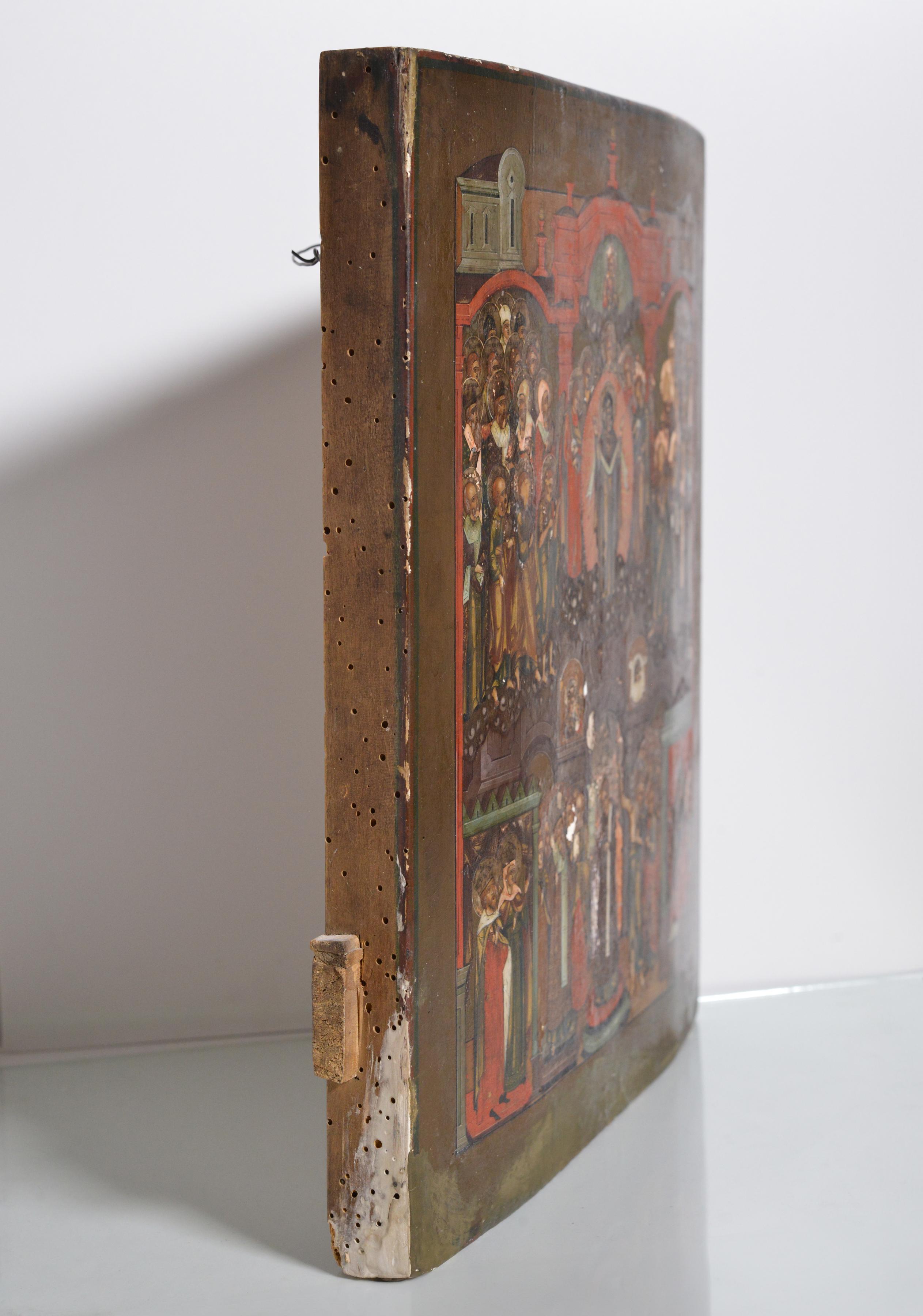 Russian Tempera Icon of the Protection 19th century Intercession of Theotokos  For Sale 1