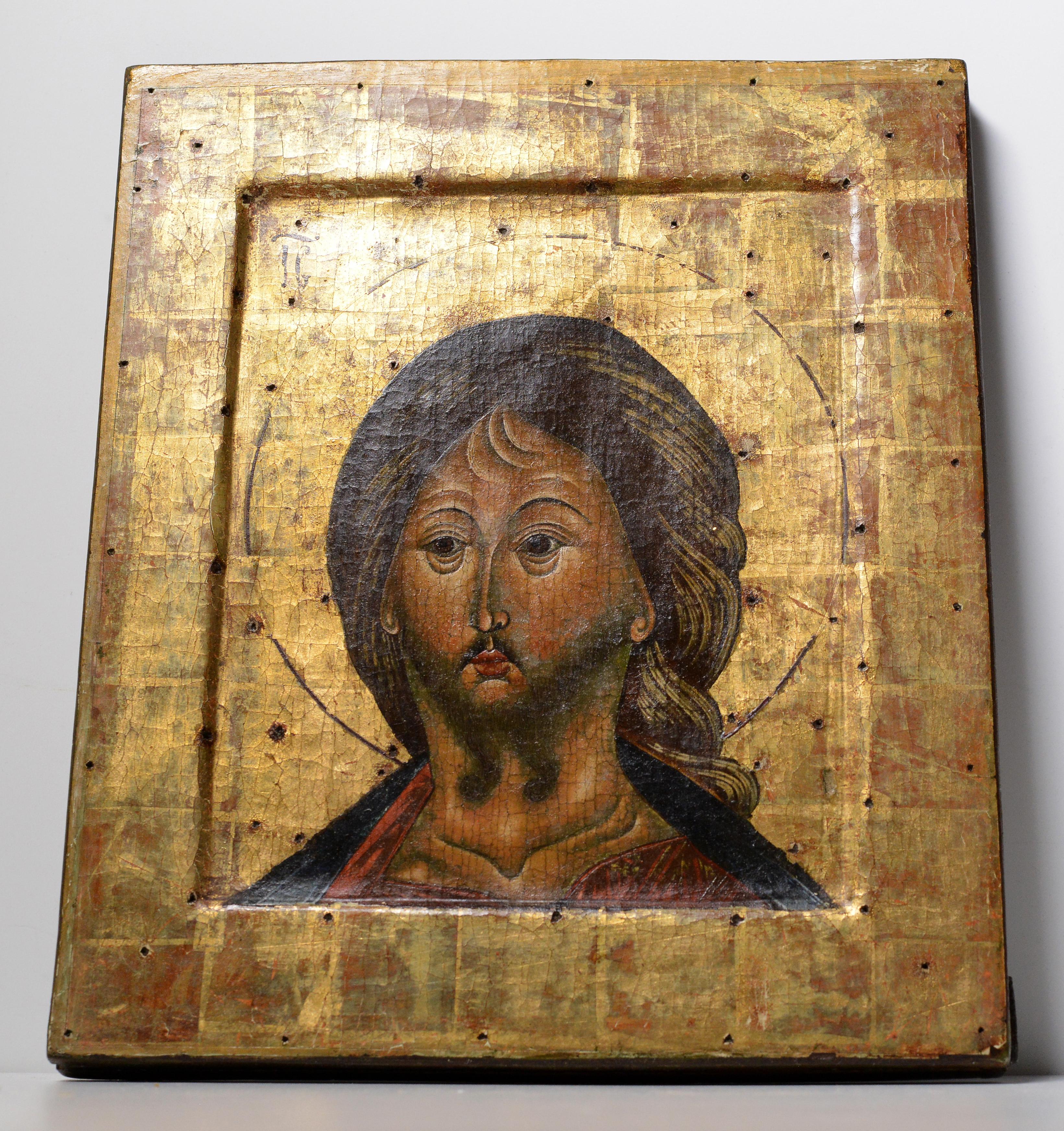 Empire Russian Tempera Icon Unusual Depiction of Jesus Christ 19th century  For Sale