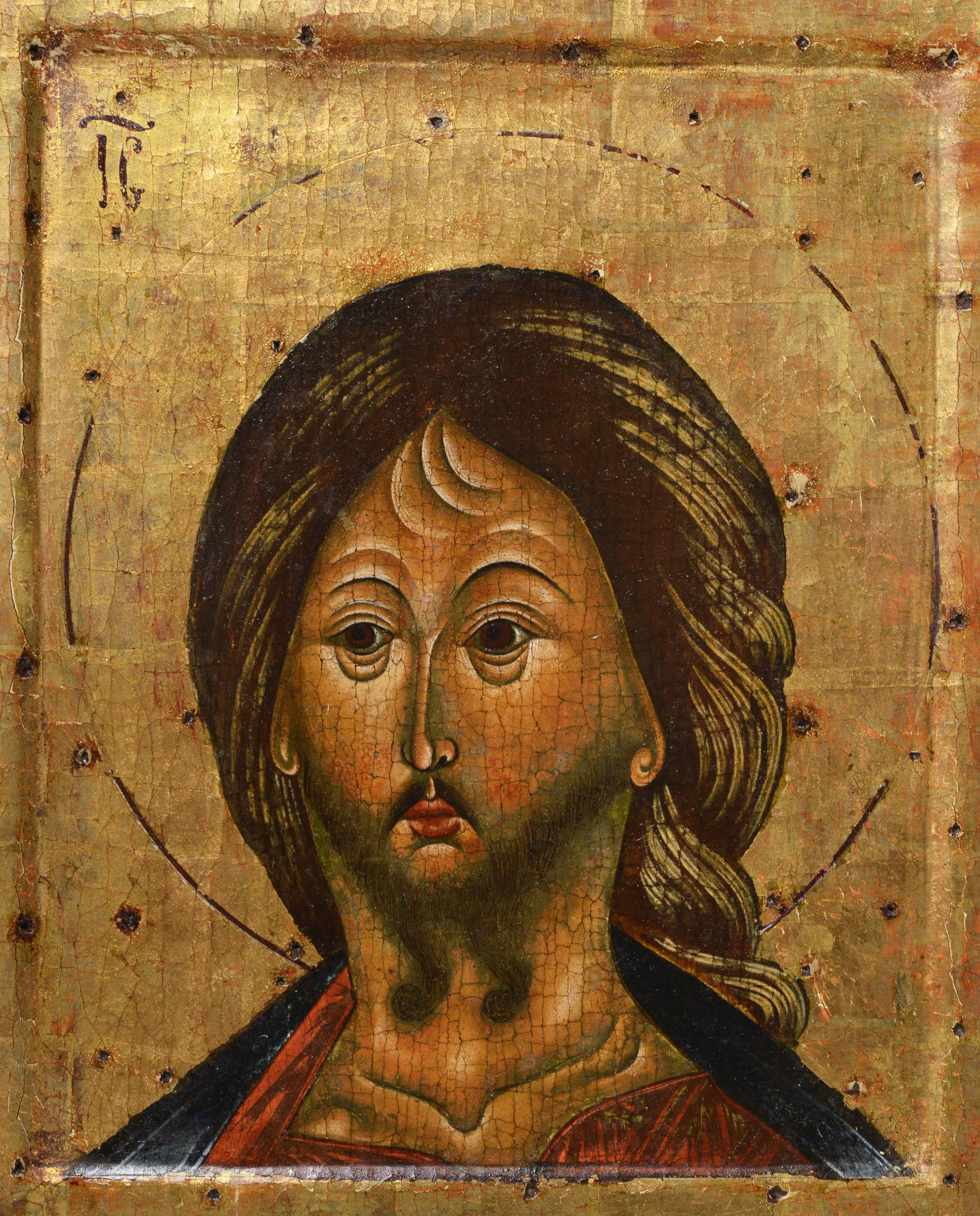 Oiled Russian Tempera Icon Unusual Depiction of Jesus Christ 19th century  For Sale