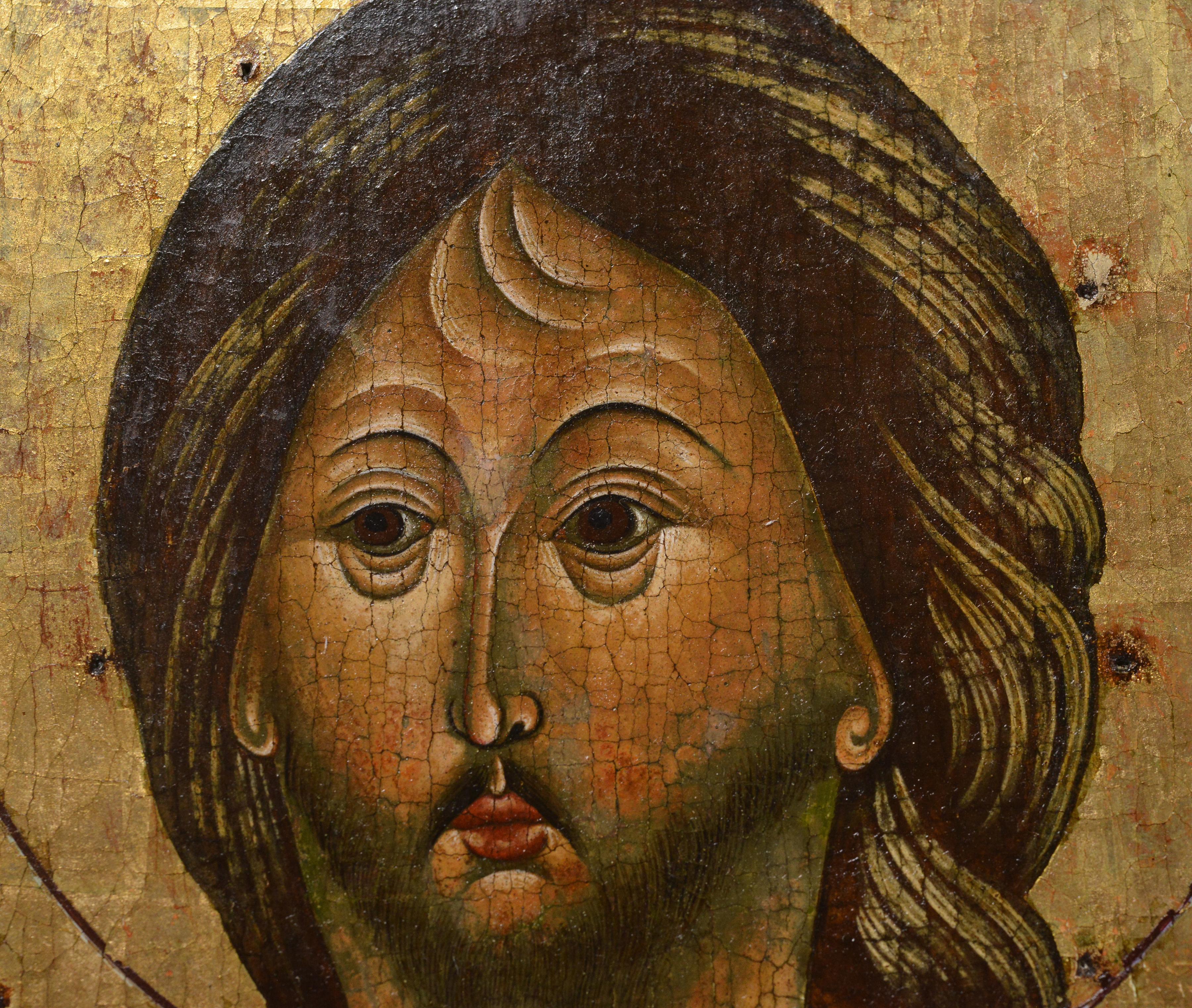 Russian Tempera Icon Unusual Depiction of Jesus Christ 19th century  In Good Condition For Sale In Sweden, SE