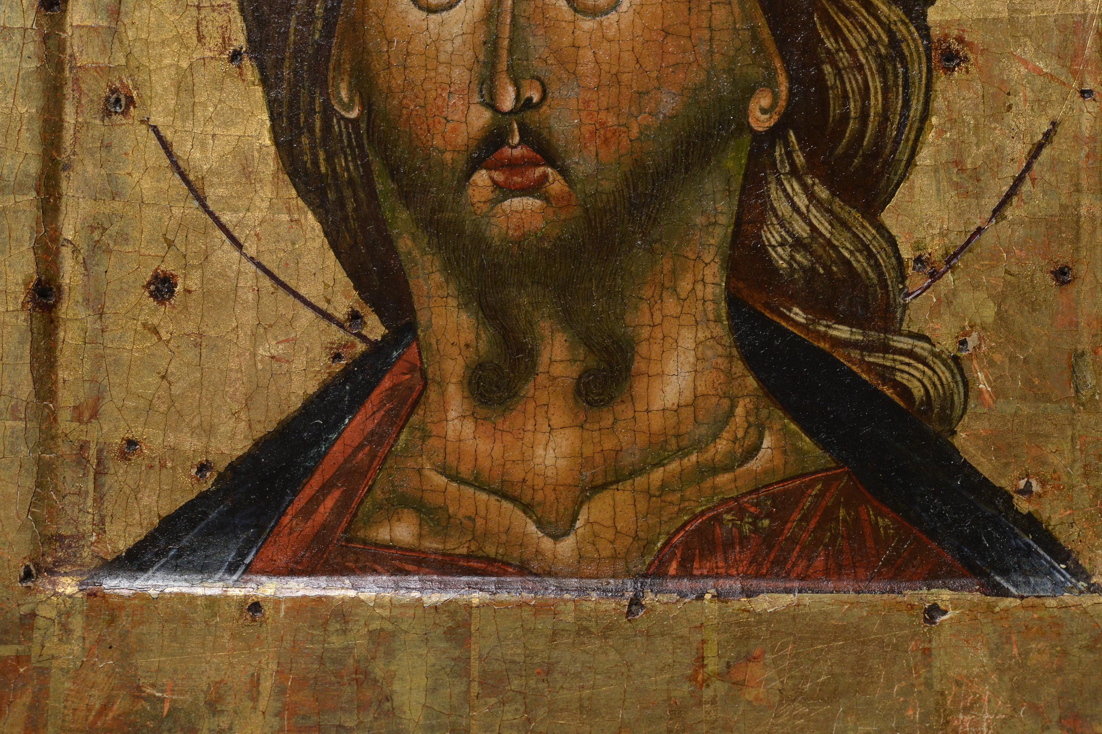 19th Century Russian Tempera Icon Unusual Depiction of Jesus Christ 19th century  For Sale