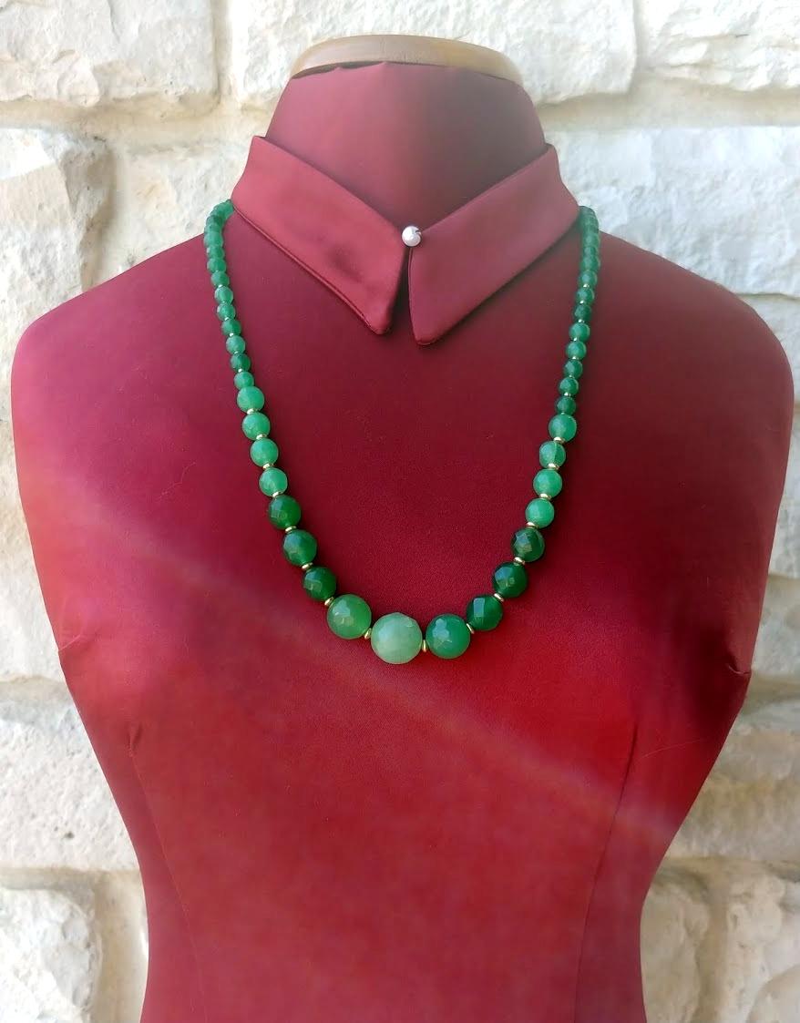 Bead Russian Green Beryl Necklace For Sale
