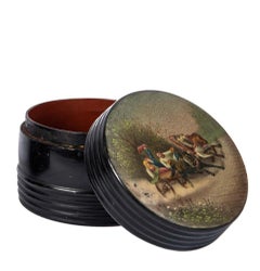 Russian Troika Papier Mâché Tea Caddy, 19th Century