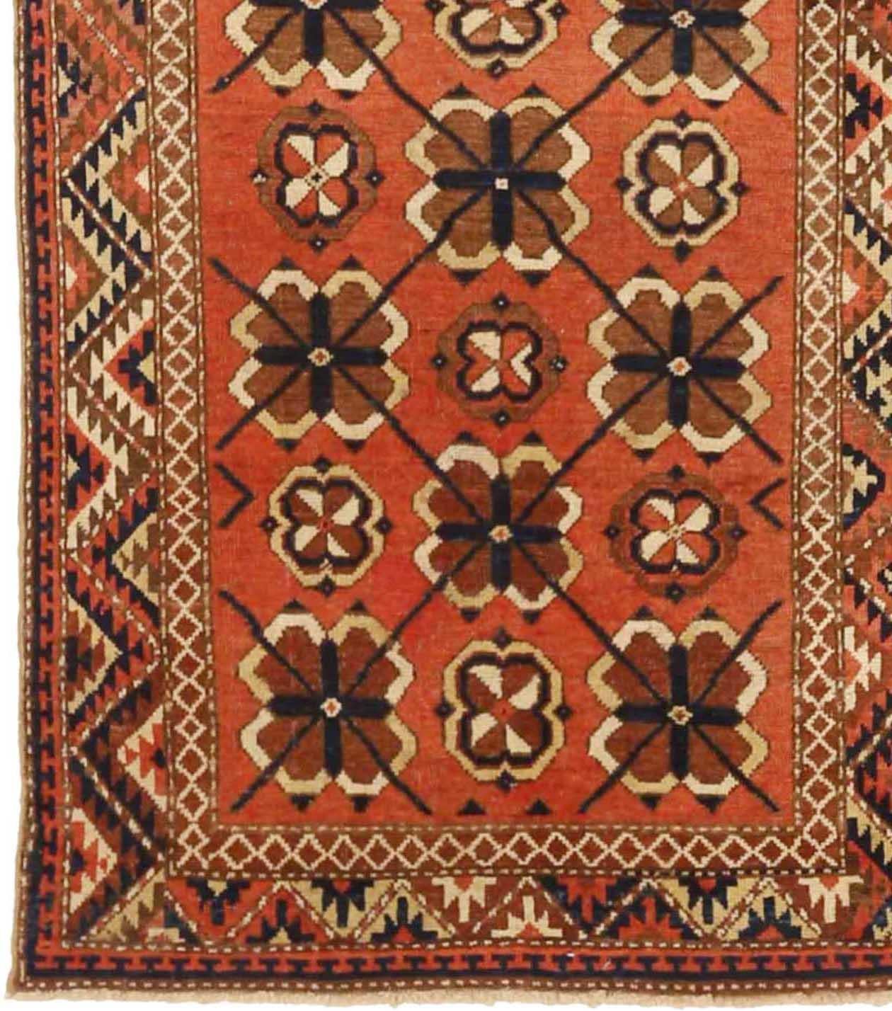 Alfombra Rusa Uzbak Pequeña Circa 1940 - Lana Marrón Marfil Rojo 72501 Ruso en venta