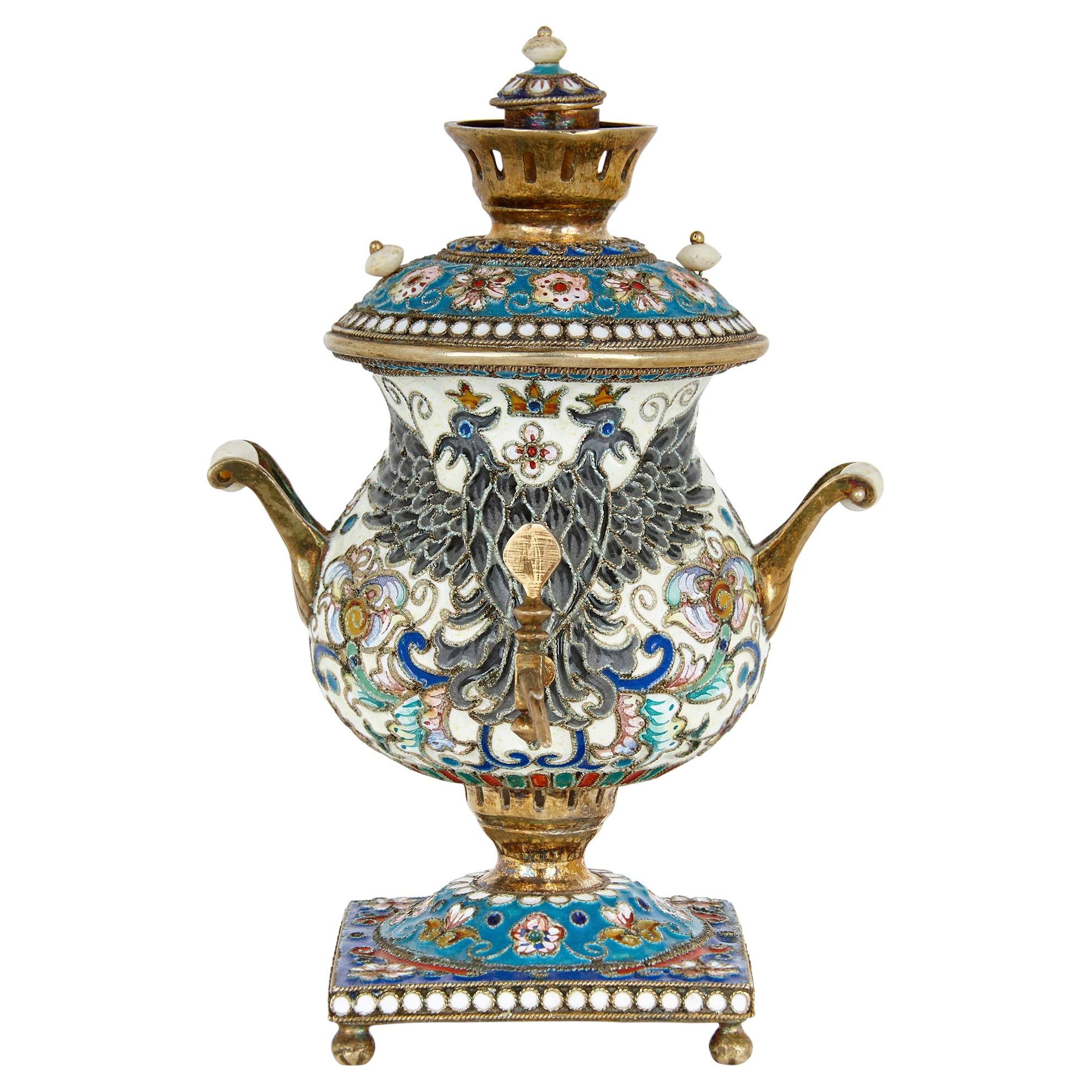 Antique Russian Painted Enamel and Vermeil Folding Triptych Locket at