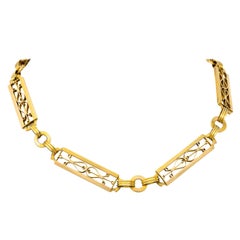 Russian Victorian 14 Karat Gold Statement Link Watch Chain Necklace