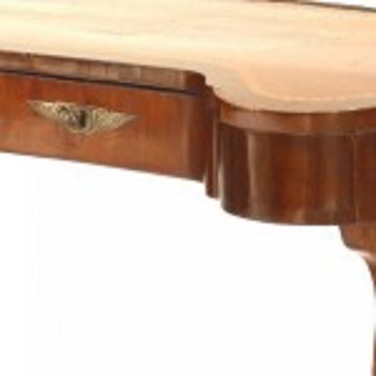 Neoclassical Russian Walnut Marquetry Kidney Desk For Sale