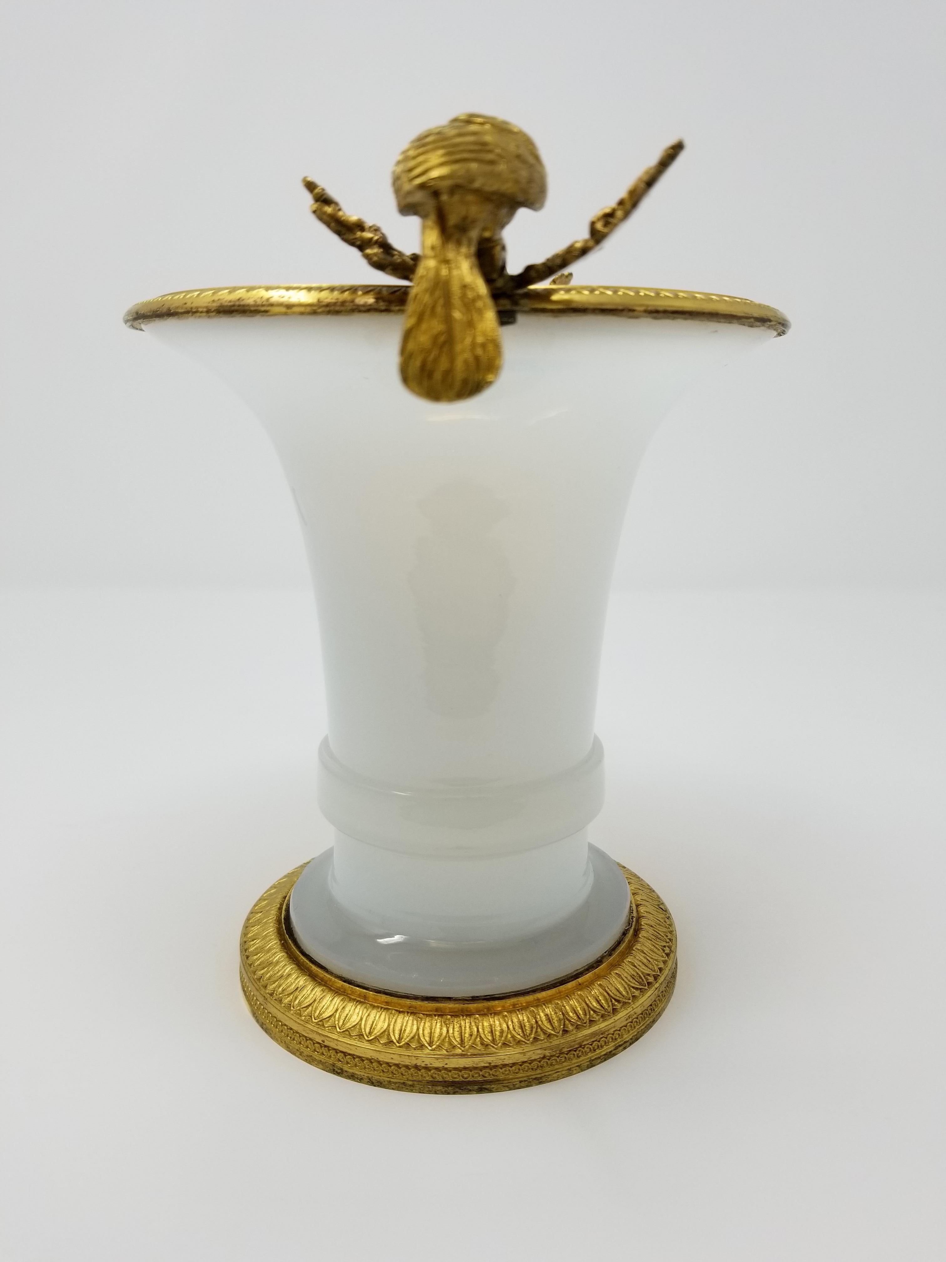 Hand-Carved Russian White Opaline & Ormolu Mounted Vase/Centerpiece, Rockefeller Collection