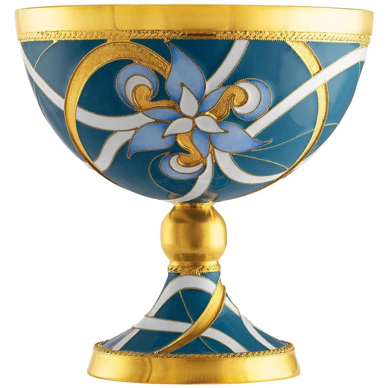 Russian Wine Chalice 24 Karat GoldPlated Sterling Silver with Enamel