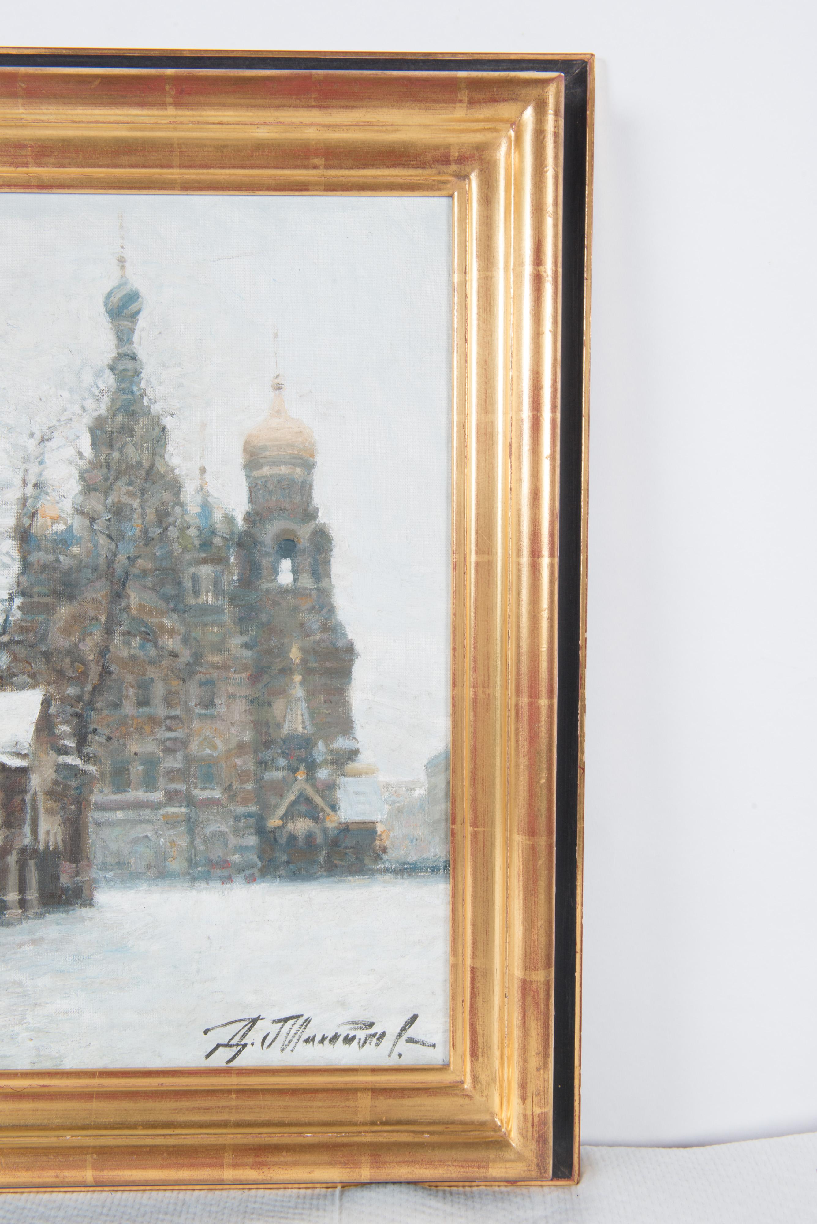 Canvas Russian Winter Oil Painting, Signed