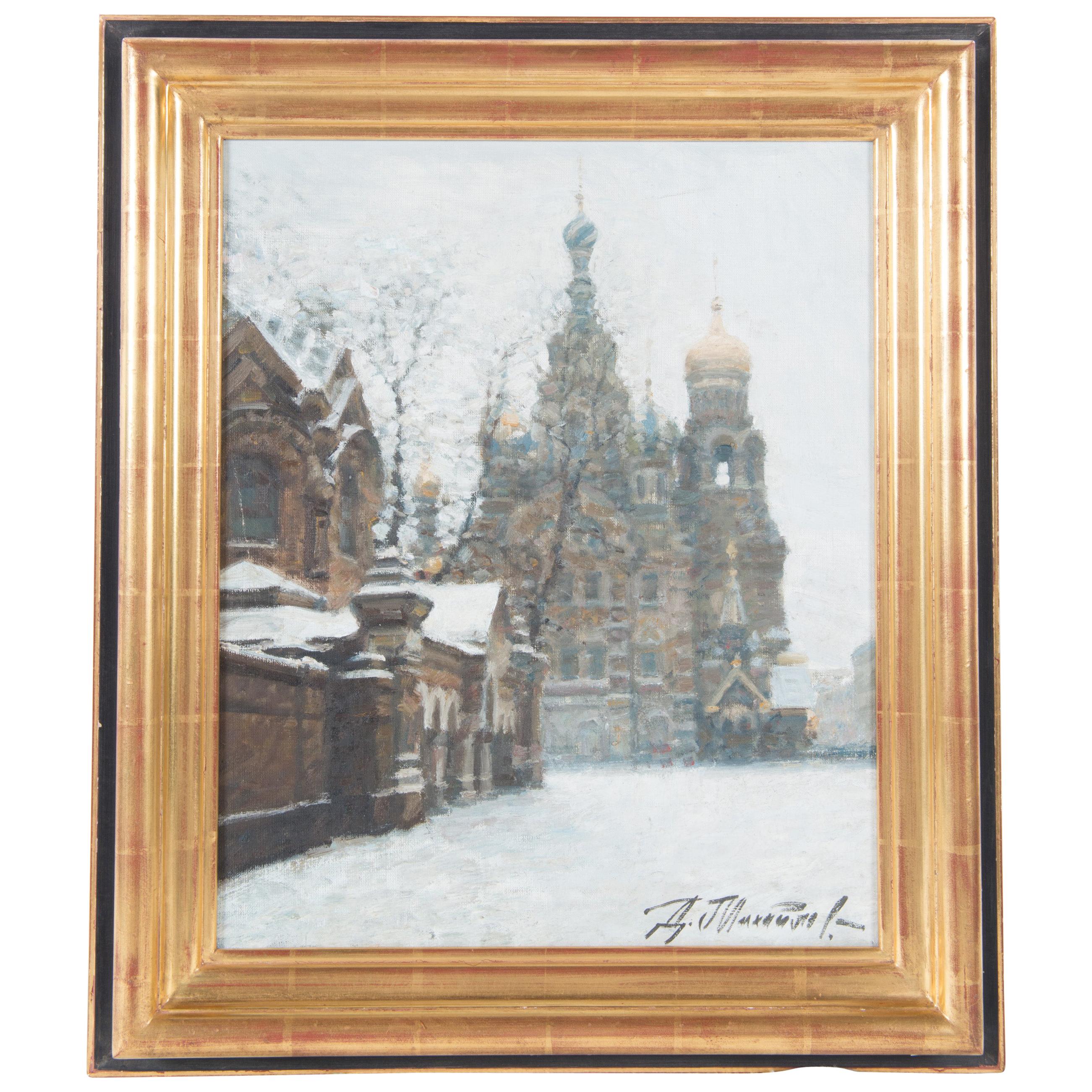 Russian Winter Oil Painting, Signed