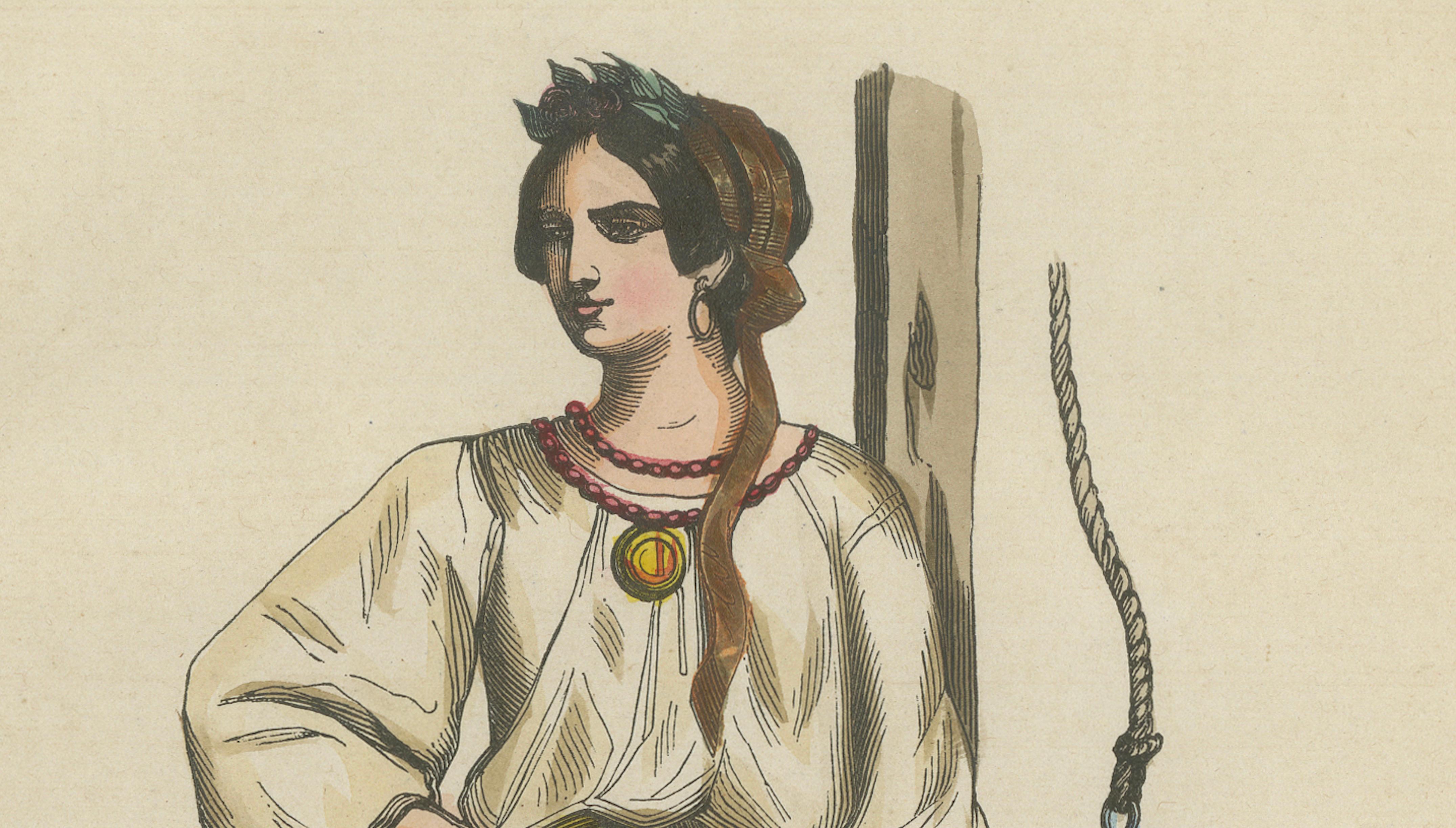 Russian Woman from Ukraine - Antique Costume Lithograph, c.1852