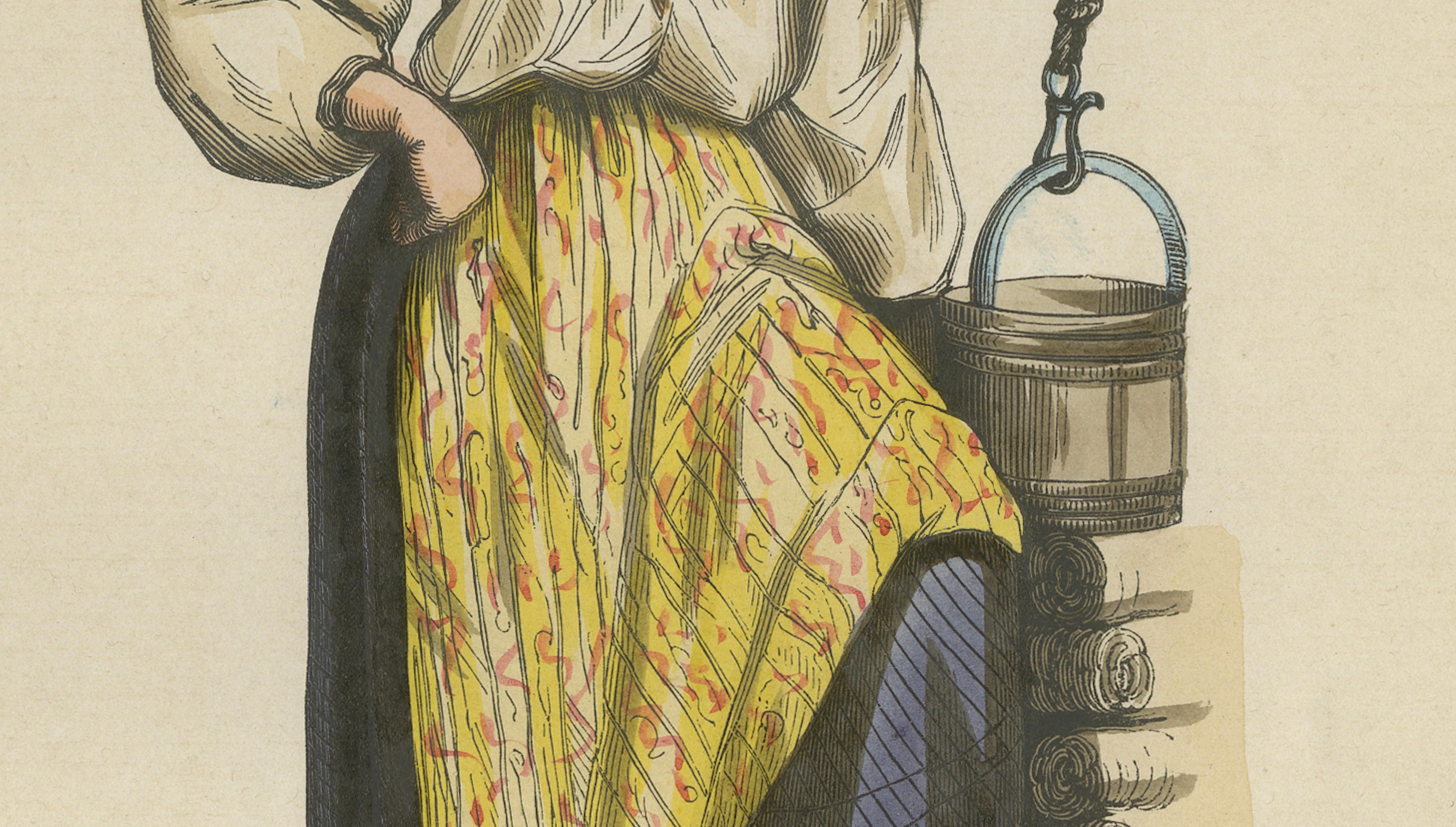 Russian Woman from Ukraine - Antique Costume Lithograph, c.1852