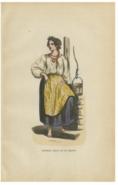 Russian Woman from Ukraine - Antique Costume Lithograph, c.1852