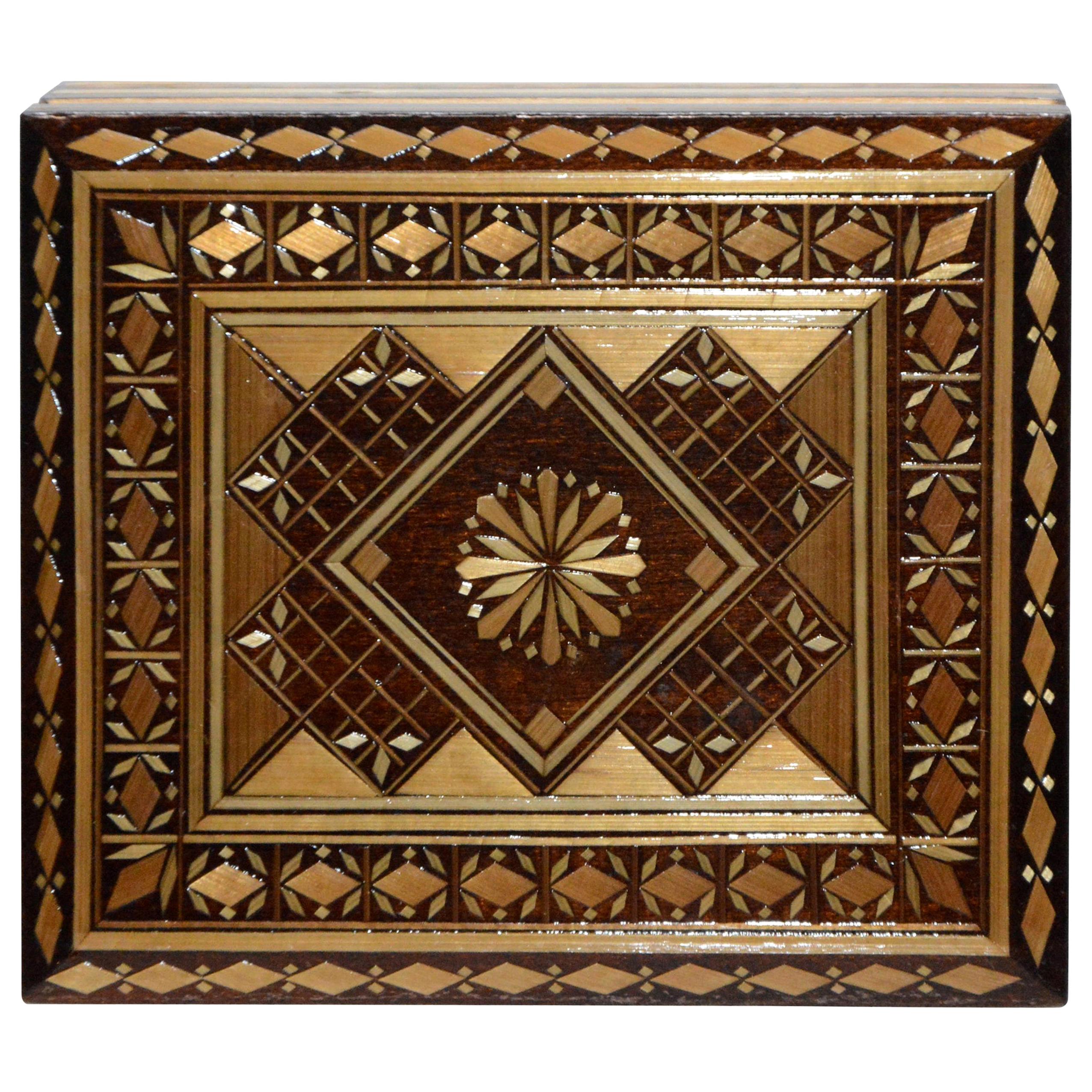 Russian Wooden Inlay Decorative Box For Sale