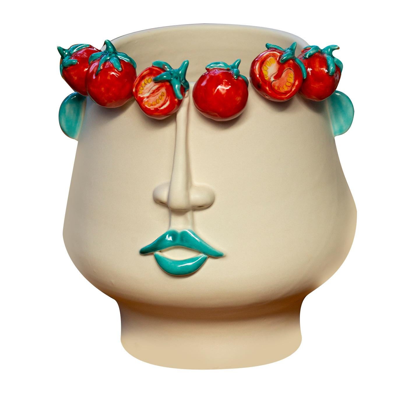 Italiano Russidda Multicolor Ceramic Figurative Vase in vendita