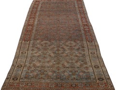 Rust 19th Century Handmade Persian Malayer Wool Rug With Allover Motif