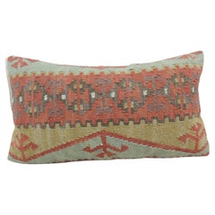 Rust and Blue Woven Kilim Decorative Bolster Pillow