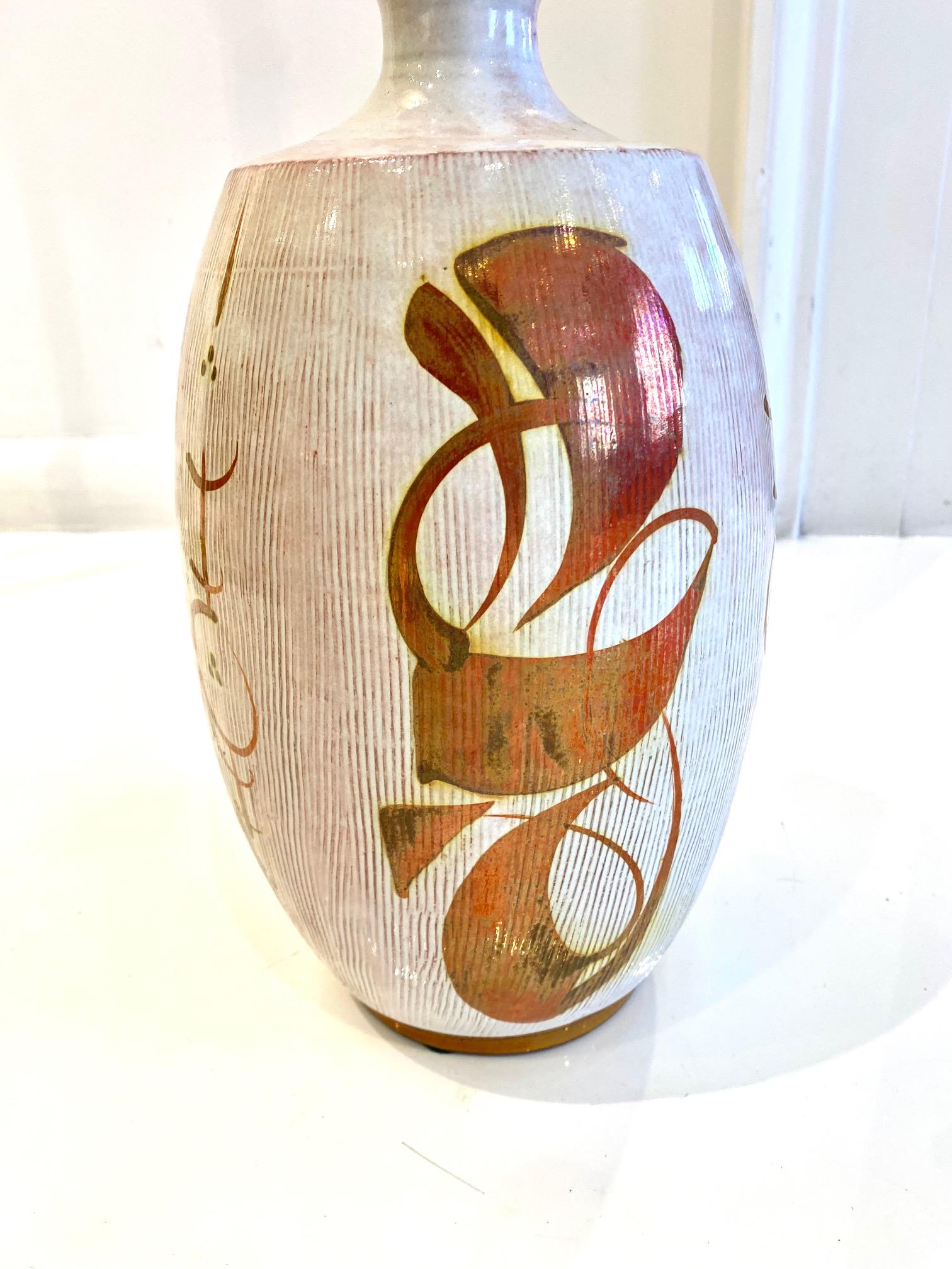Late 20th Century Rust and White Ceramic Bottle by Alan Caiger Smith
