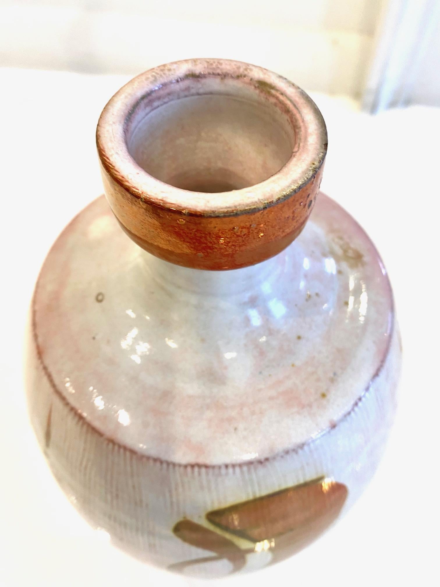 Rust and White Ceramic Bottle by Alan Caiger Smith 2