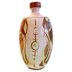 Rust and White Ceramic Bottle by Alan Caiger Smith