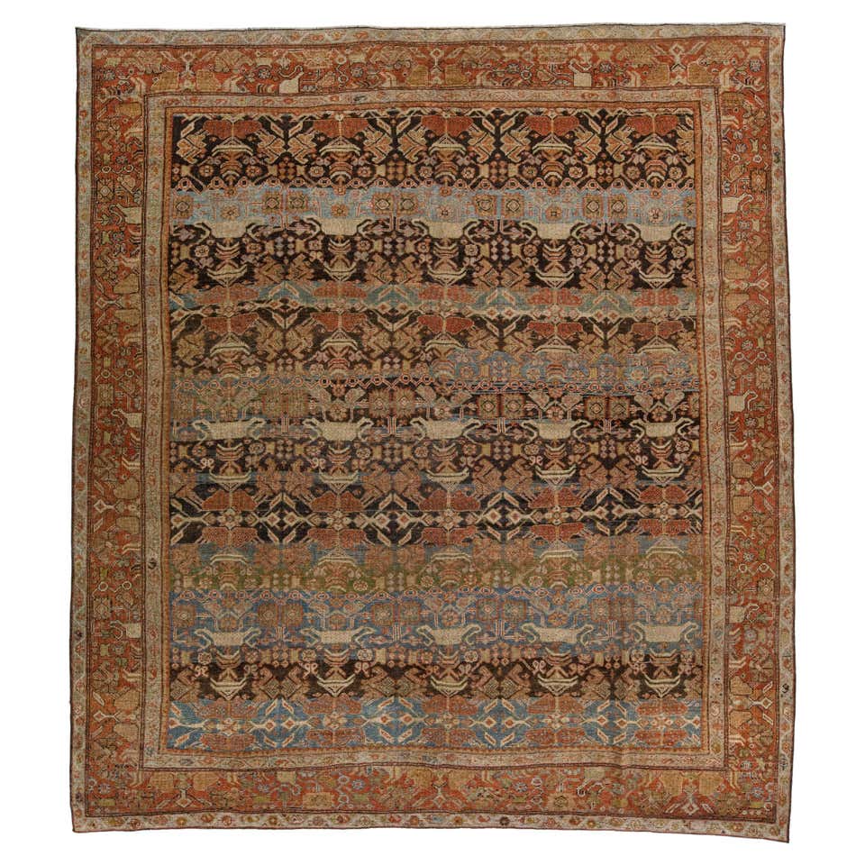 Antique Bakshaish Persian Handmade Rust Oversize Wool Rug with Allover ...